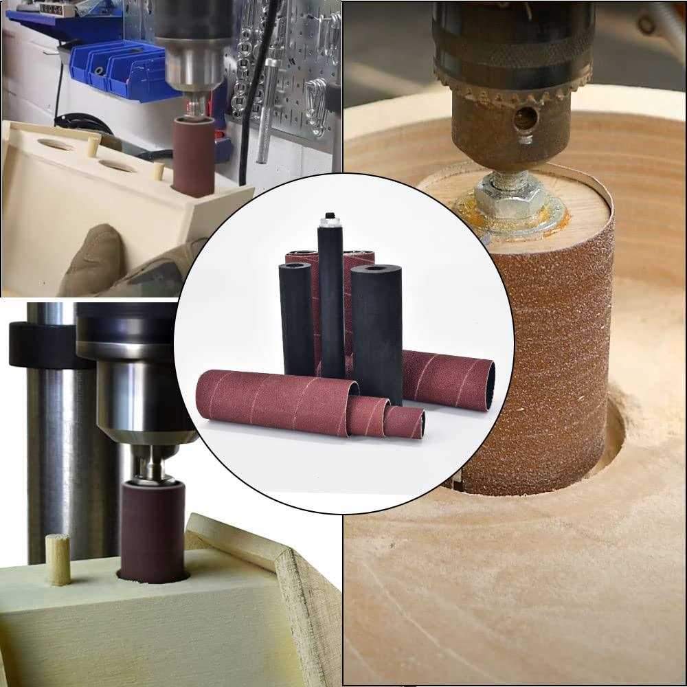 scottchen pro spindle sander adaptor 4-1/2 x 1/2 with rubber sanding drum kit od 3/4, 1, 1-1/2 and sandpaper sleeves gri - Image 3