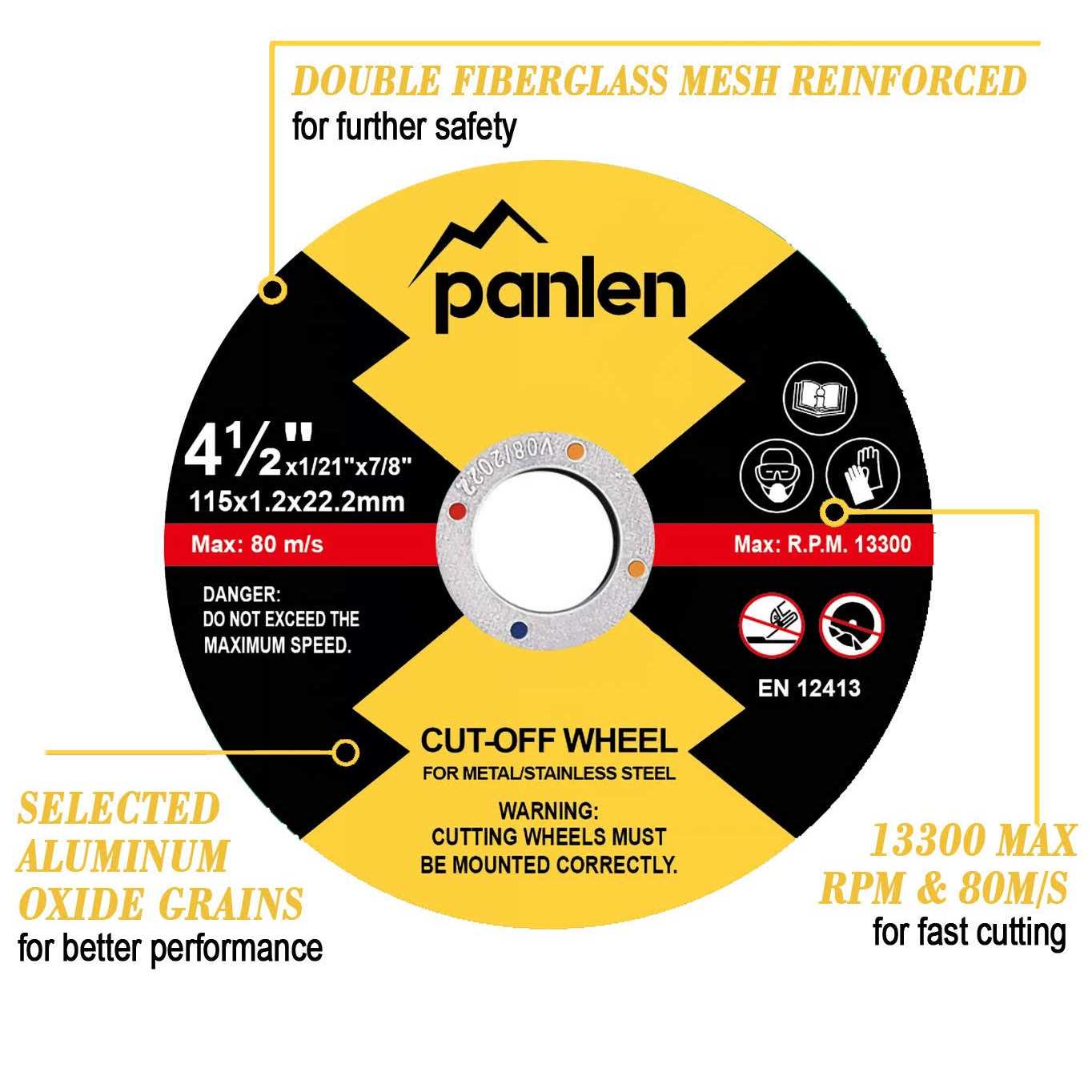 panlen 50 Pack Cut Off Wheels 4 1/2 inch Thin Metal & Stainless Steel Cutting Wheel - Image 4