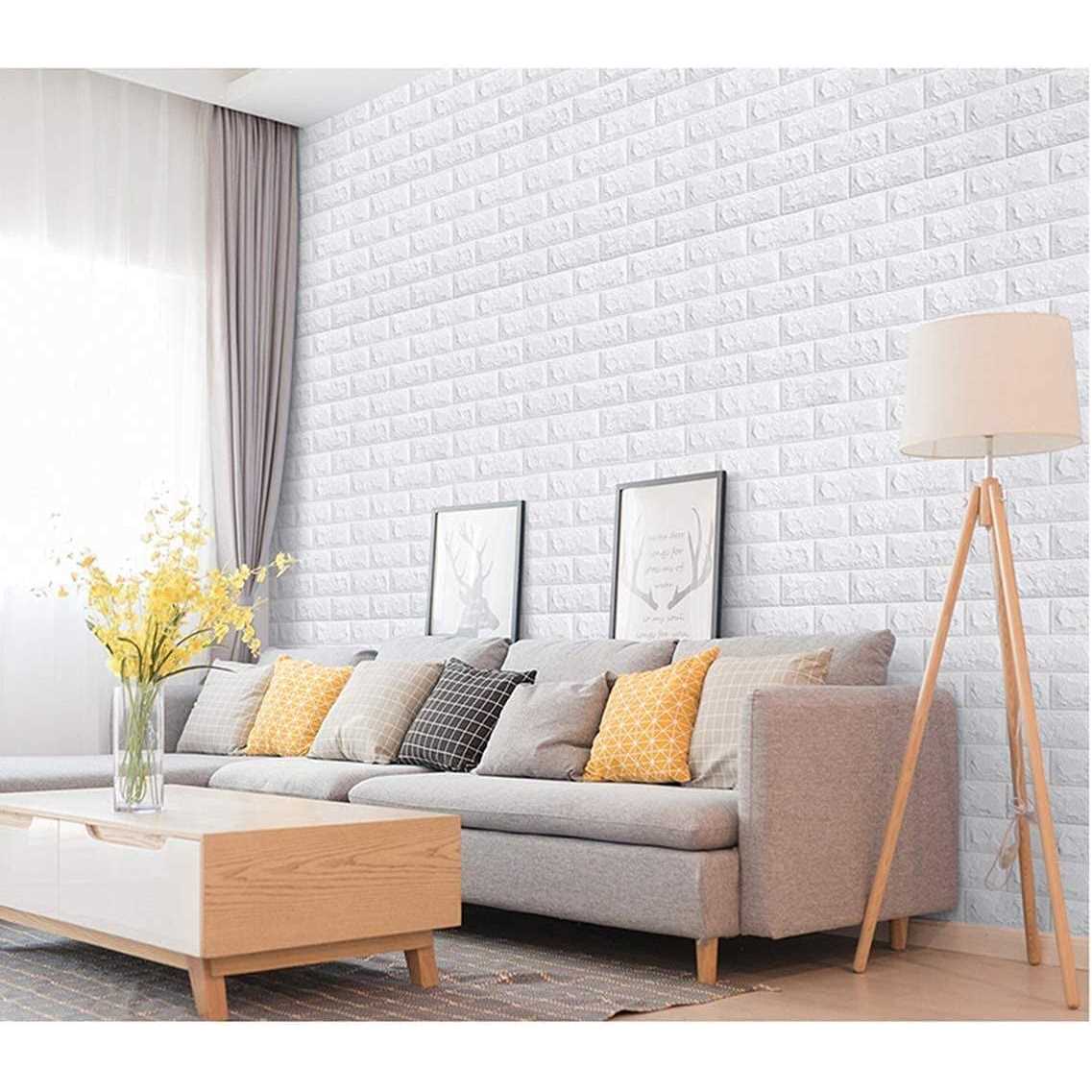 CHMING 10pcs 3D Brick Wall Stickers, PE Foam Self-Adhesive Wallpaper Removable and Waterproof Art Wall Tiles for Bedroom Living Room Background TV - Image 2