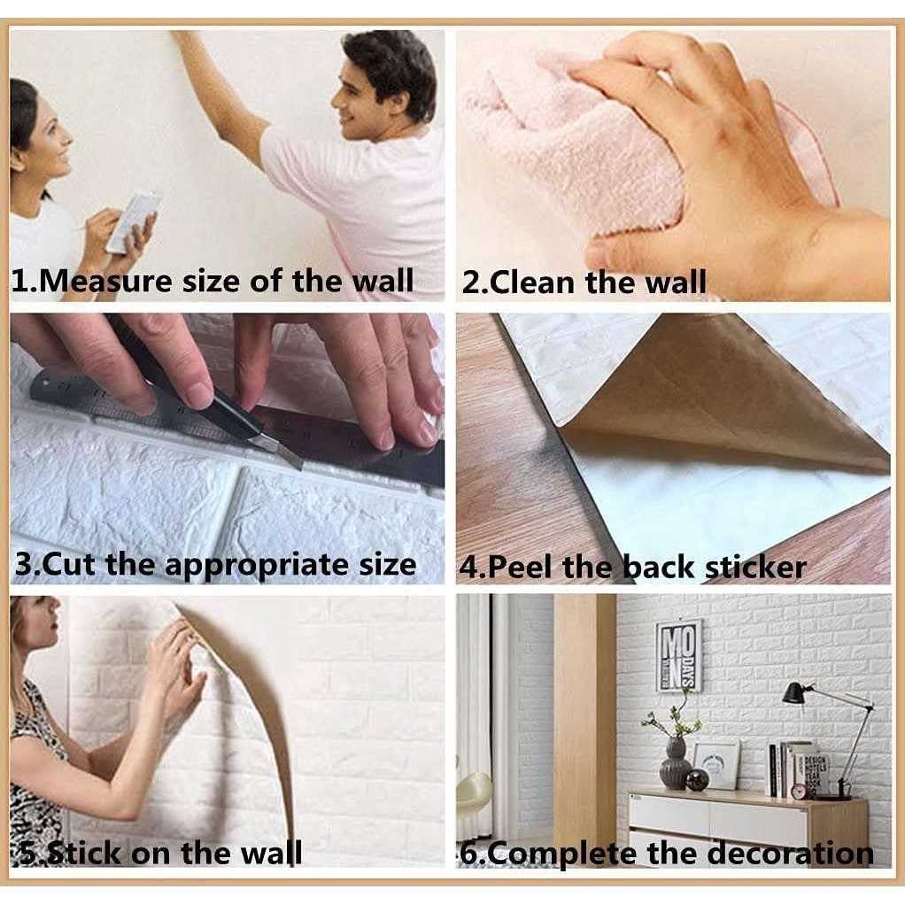 CHMING 10pcs 3D Brick Wall Stickers, PE Foam Self-Adhesive Wallpaper Removable and Waterproof Art Wall Tiles for Bedroom Living Room Background TV - Image 5