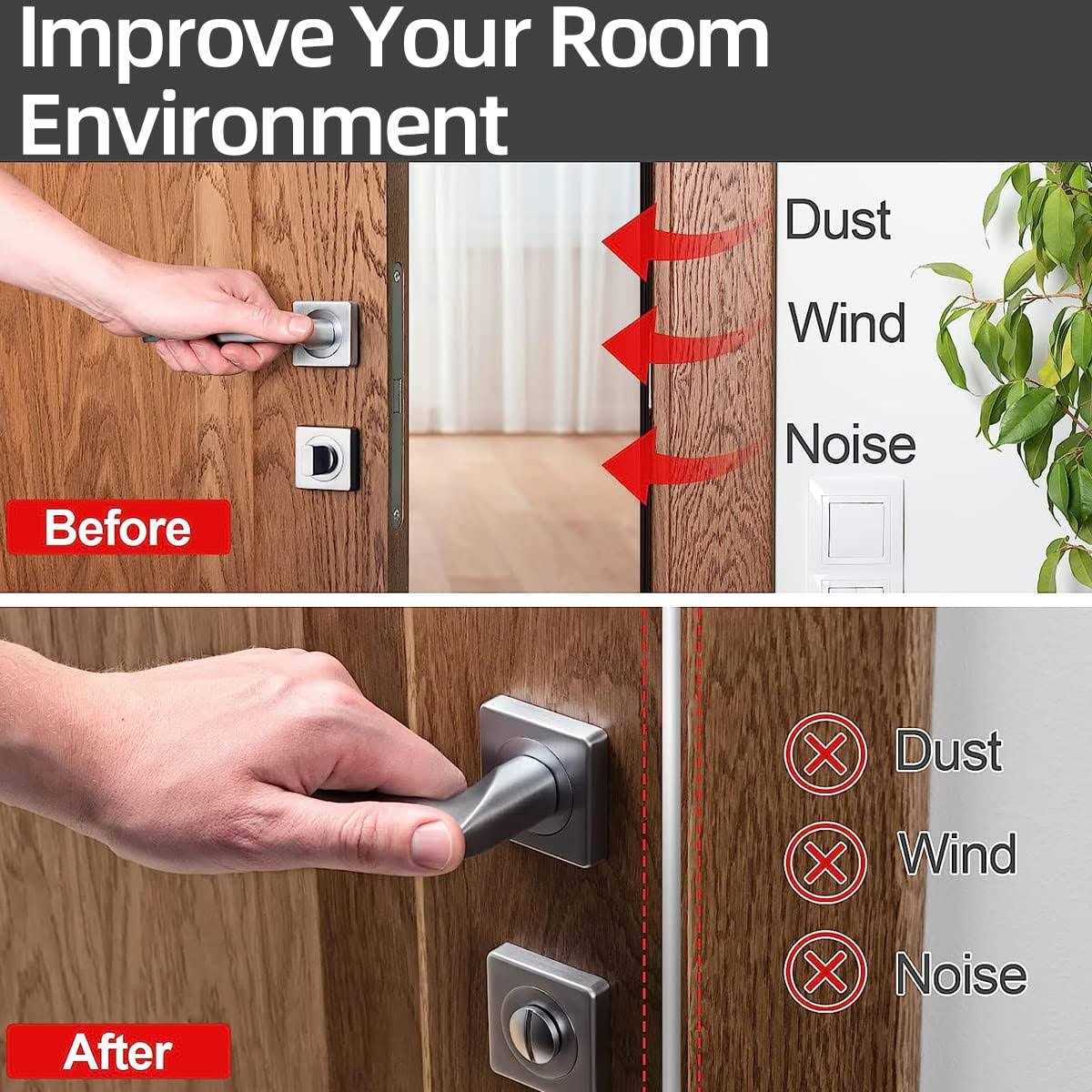 ESUFEIR Door Weather Stripping Door Seal Strip,Self-Adhesive Rubber Door Insulation Weather Strip for Window and Door Soundproofing D Shape - Image 2