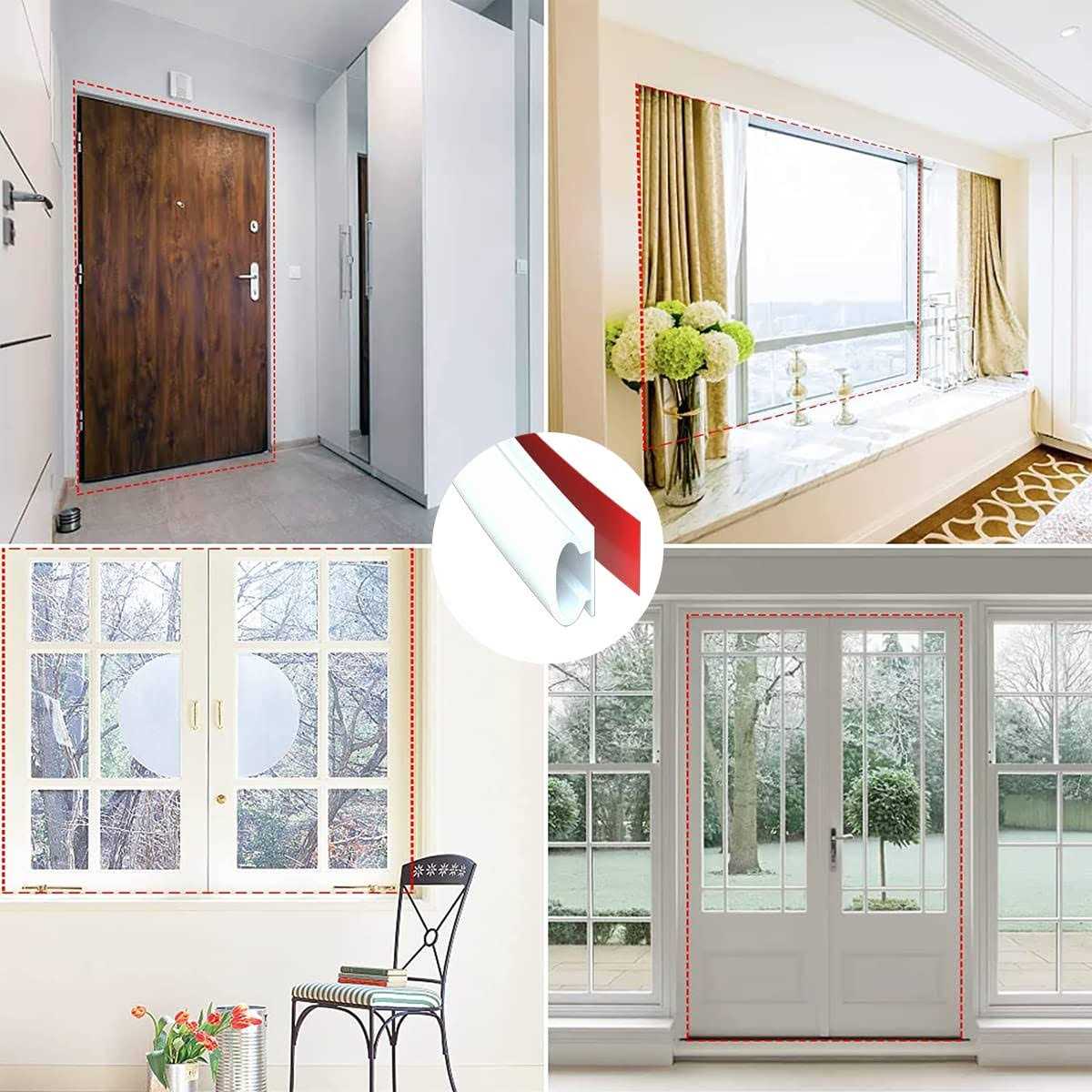 ESUFEIR Door Weather Stripping Door Seal Strip,Self-Adhesive Rubber Door Insulation Weather Strip for Window and Door Soundproofing D Shape - Image 4