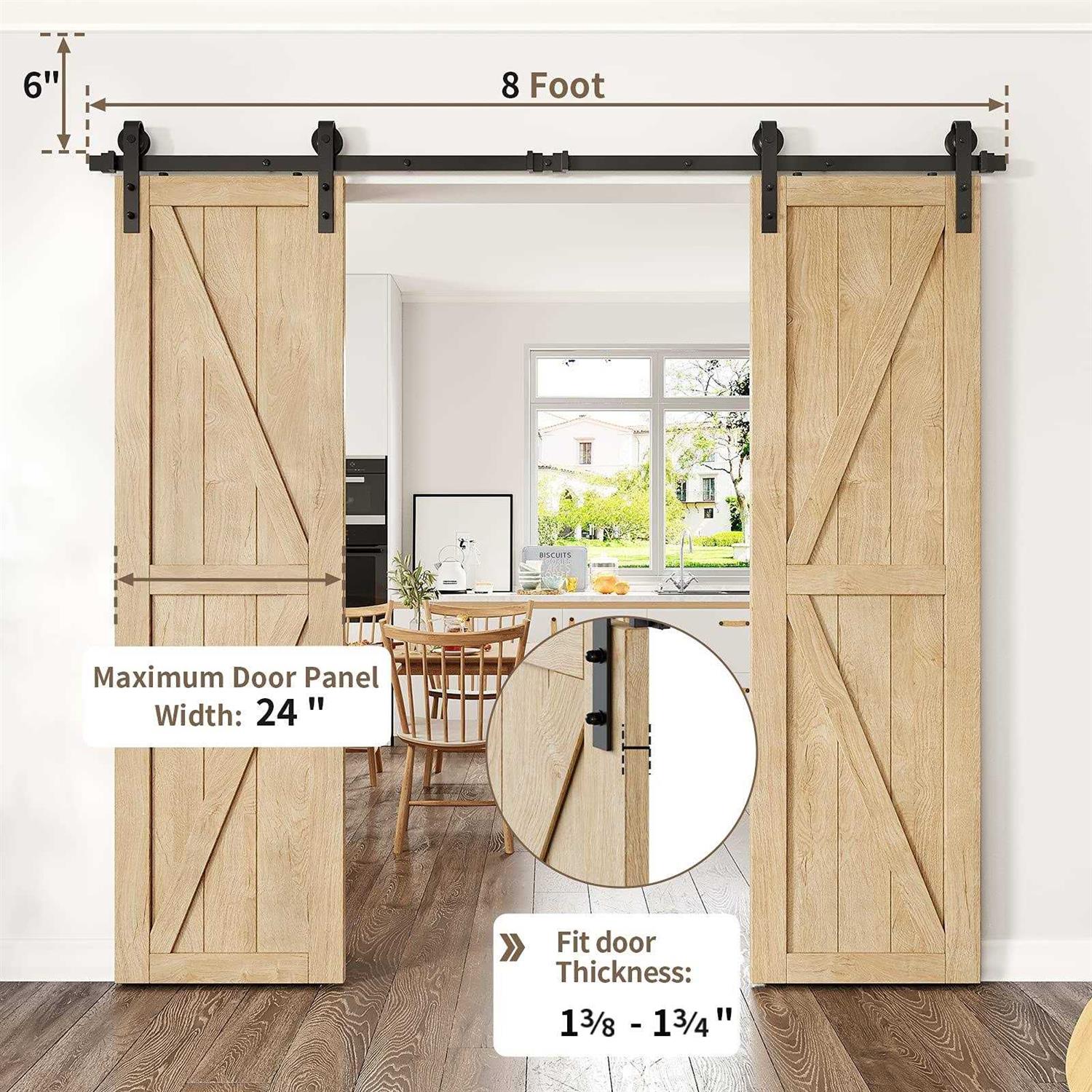 HomLxclx Homlux Heavy Duty Sturdy Sliding Barn Door Hardware Kit Single Door - Image 2