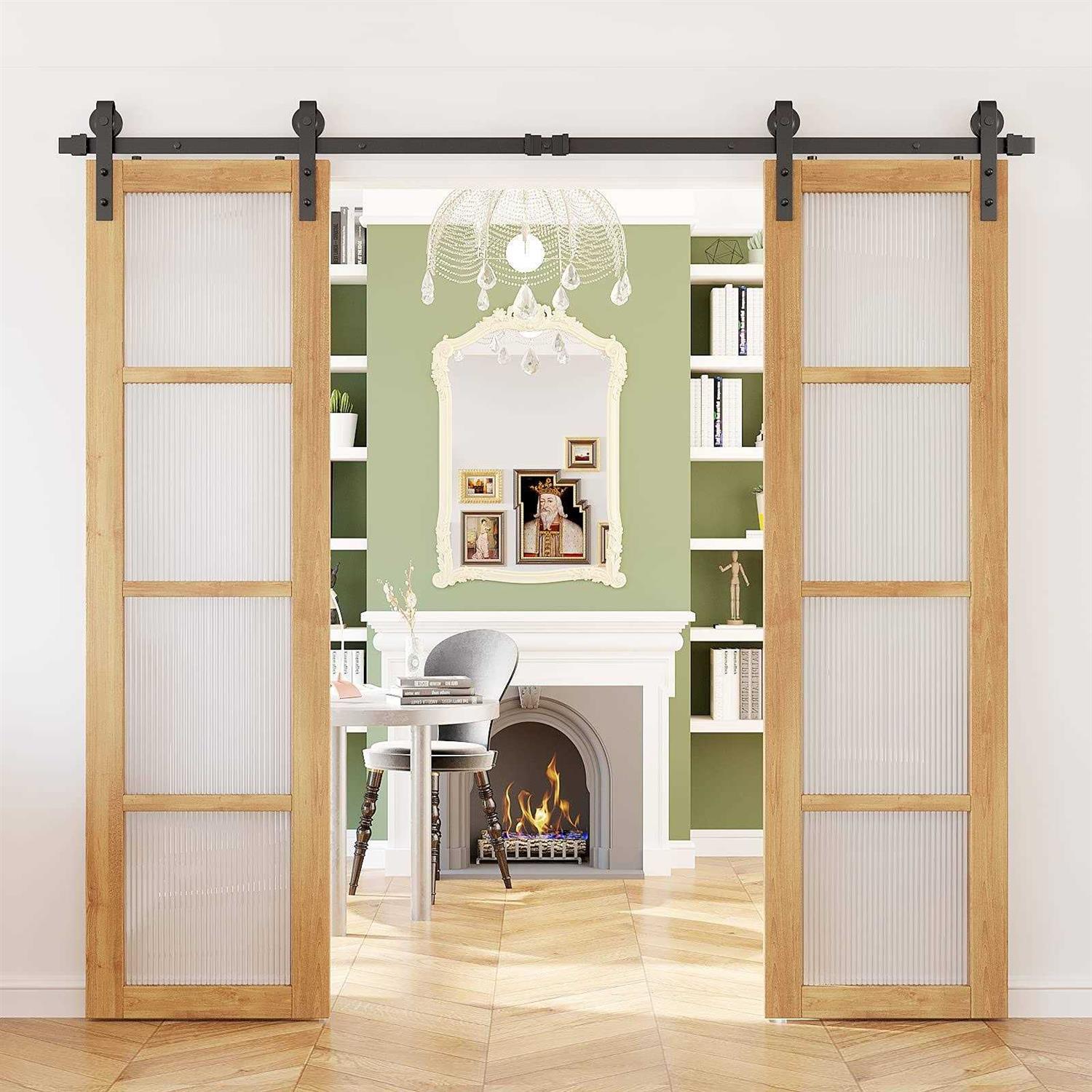 HomLxclx Homlux Heavy Duty Sturdy Sliding Barn Door Hardware Kit Single Door - Image 3