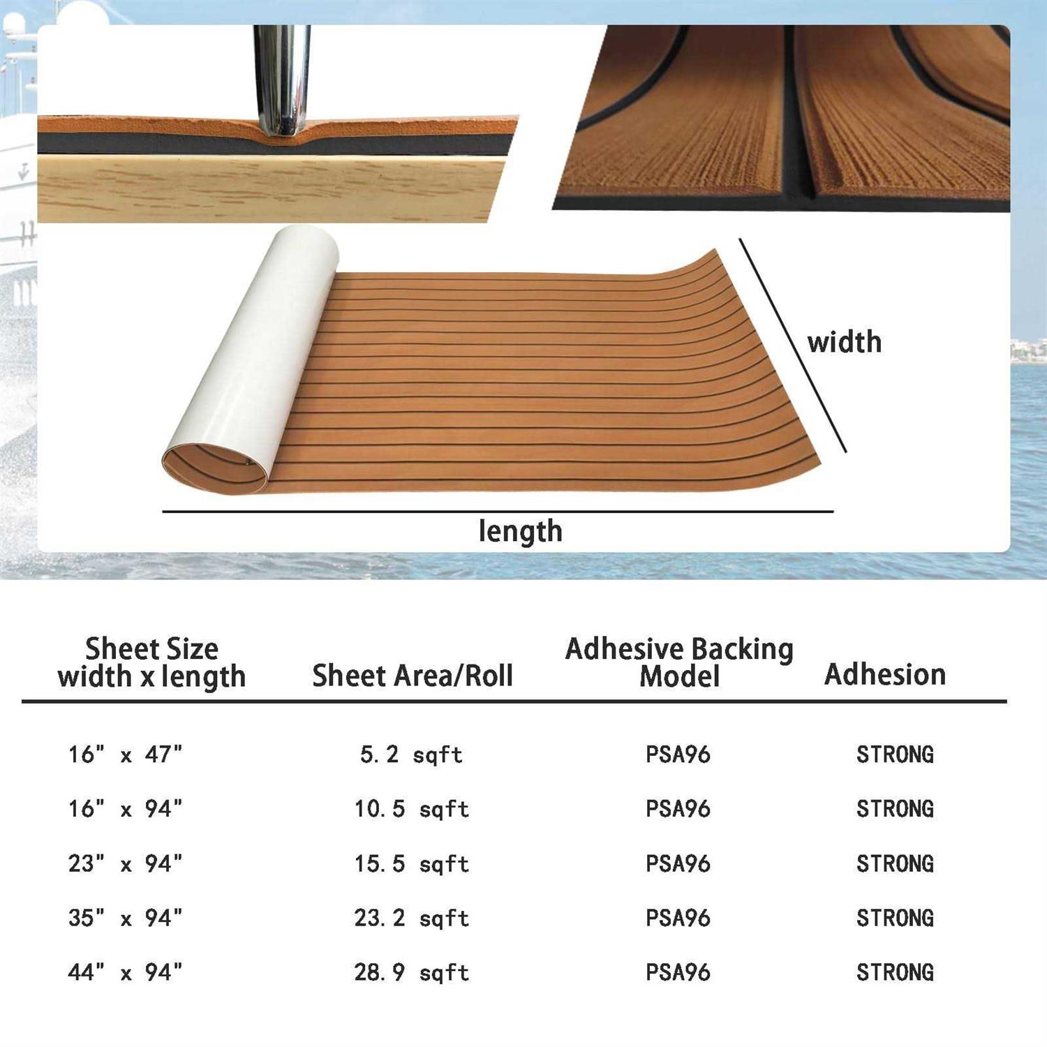 KXKZREN Self-Adhesive EVA Foam Decking Sheet Pad Anti-Skid Faux Teak Synthetic Yacht Marine Boat Flooring Mat Accessories - Image 5