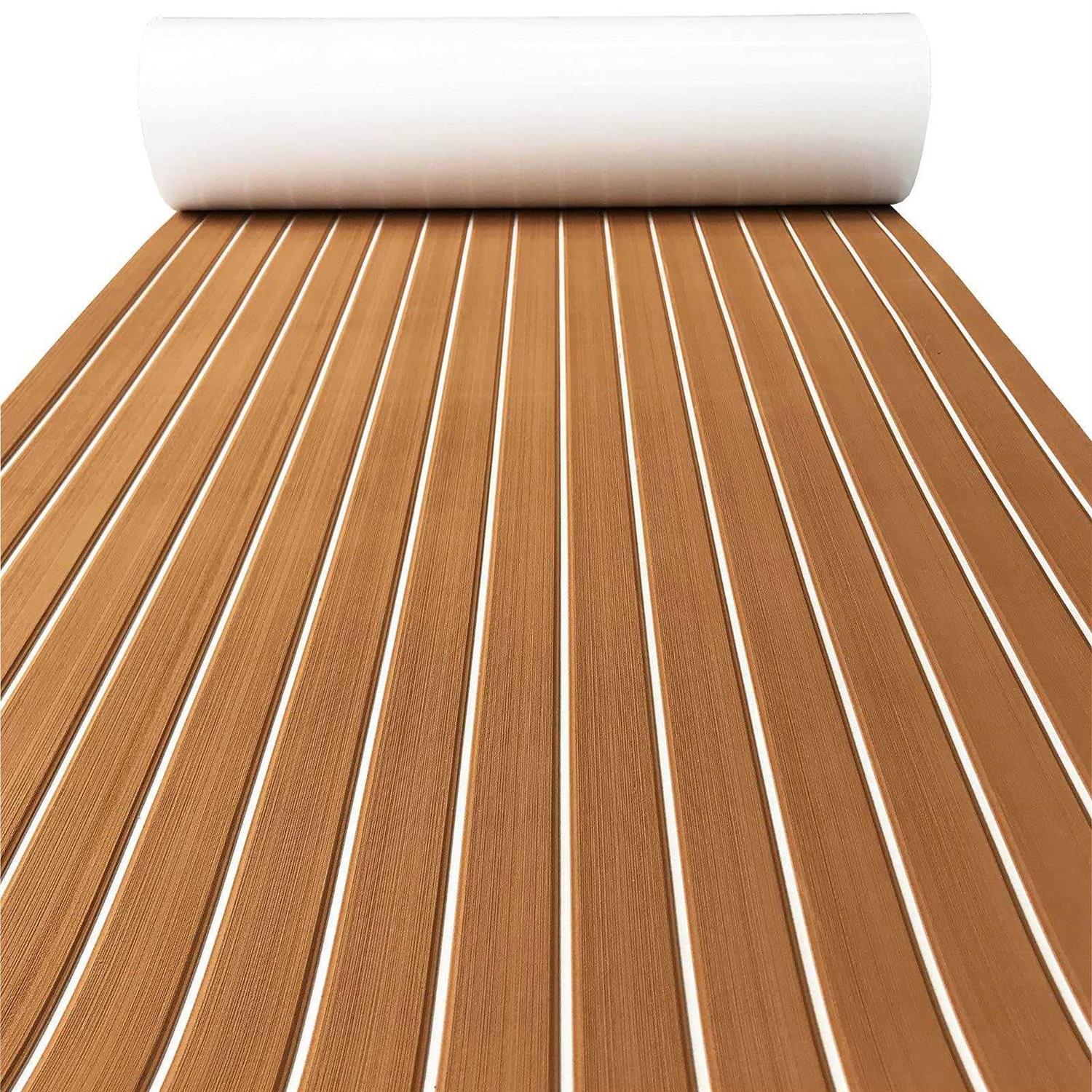 KXKZREN Self-Adhesive EVA Foam Decking Sheet Pad Anti-Skid Faux Teak Synthetic Yacht Marine Boat Flooring Mat Accessories