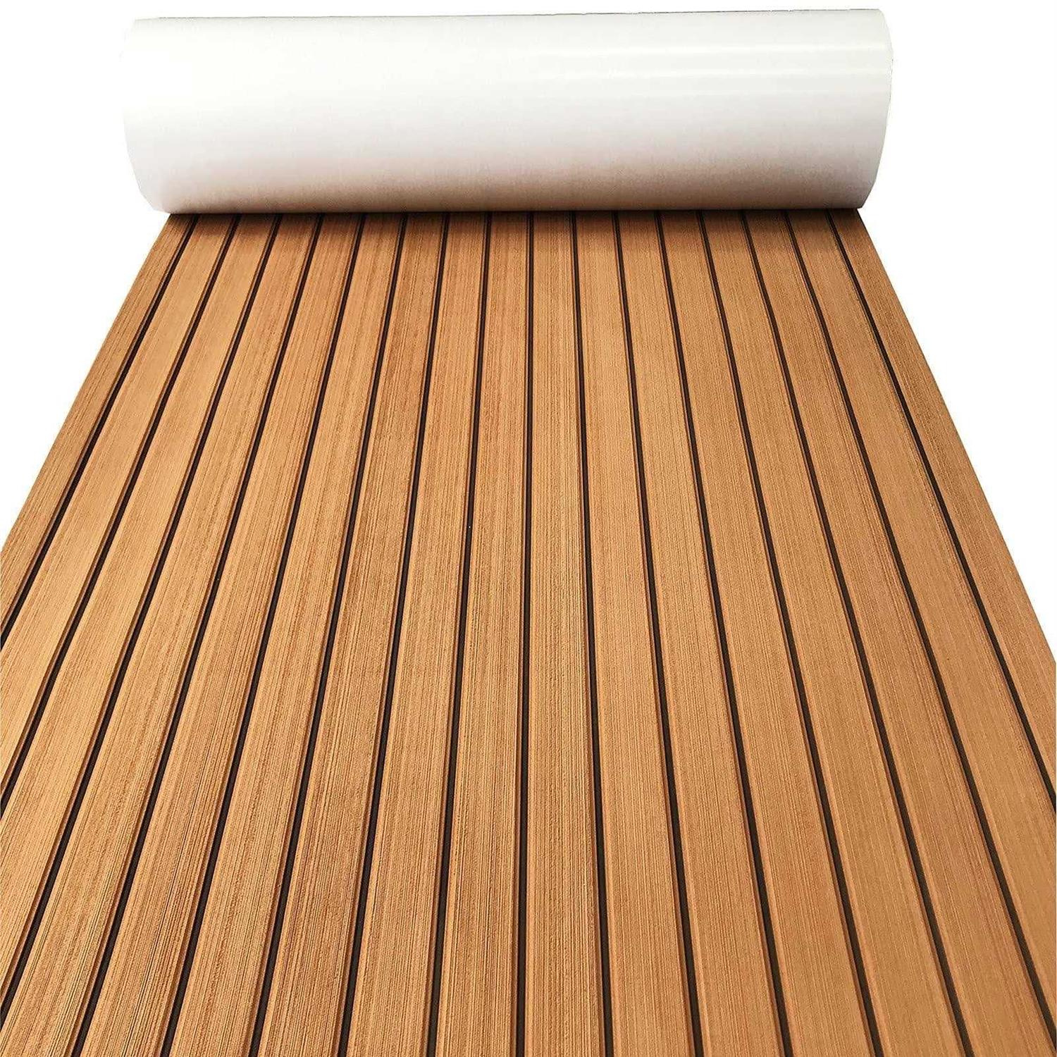 KXKZREN Self-Adhesive EVA Foam Decking Sheet Pad Anti-Skid Faux Teak Synthetic Yacht Marine Boat Flooring Mat Accessories