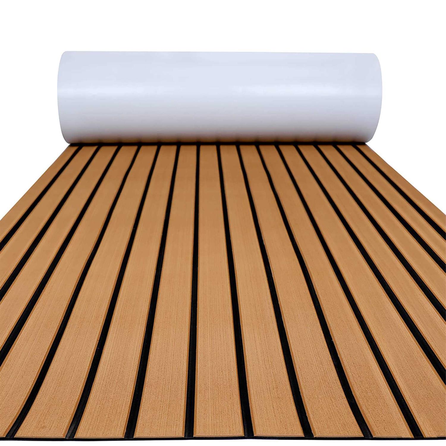 FOCEAN Boat Flooring EVA Foam Boat Decking Faux Teak Marine Flooring Boat Mat Boat Carpet Sheet for Motorboat RV Yacht Kayak Surfboard