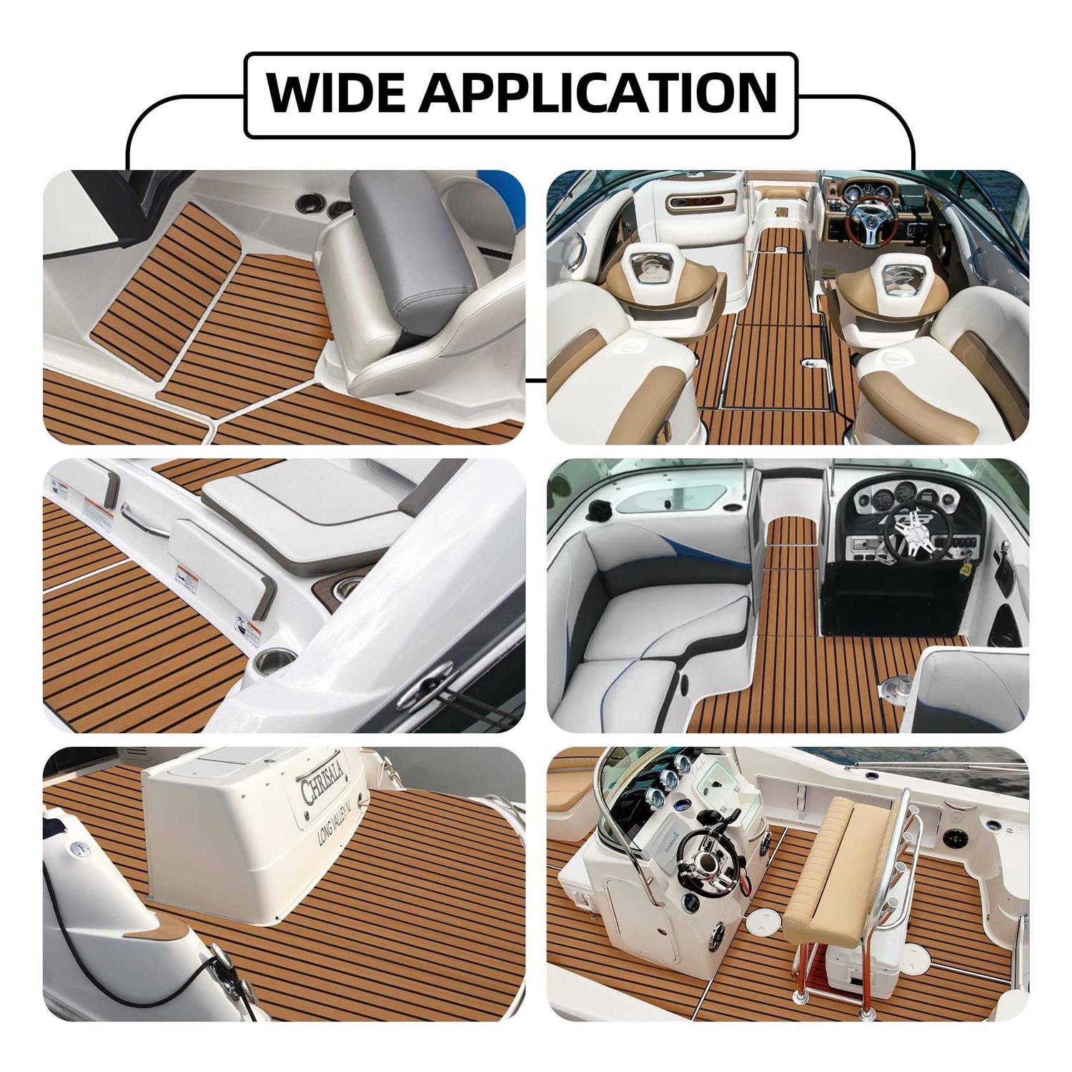 FOCEAN Boat Flooring EVA Foam Boat Decking Faux Teak Marine Flooring Boat Mat Boat Carpet Sheet for Motorboat RV Yacht Kayak Surfboard - Image 2