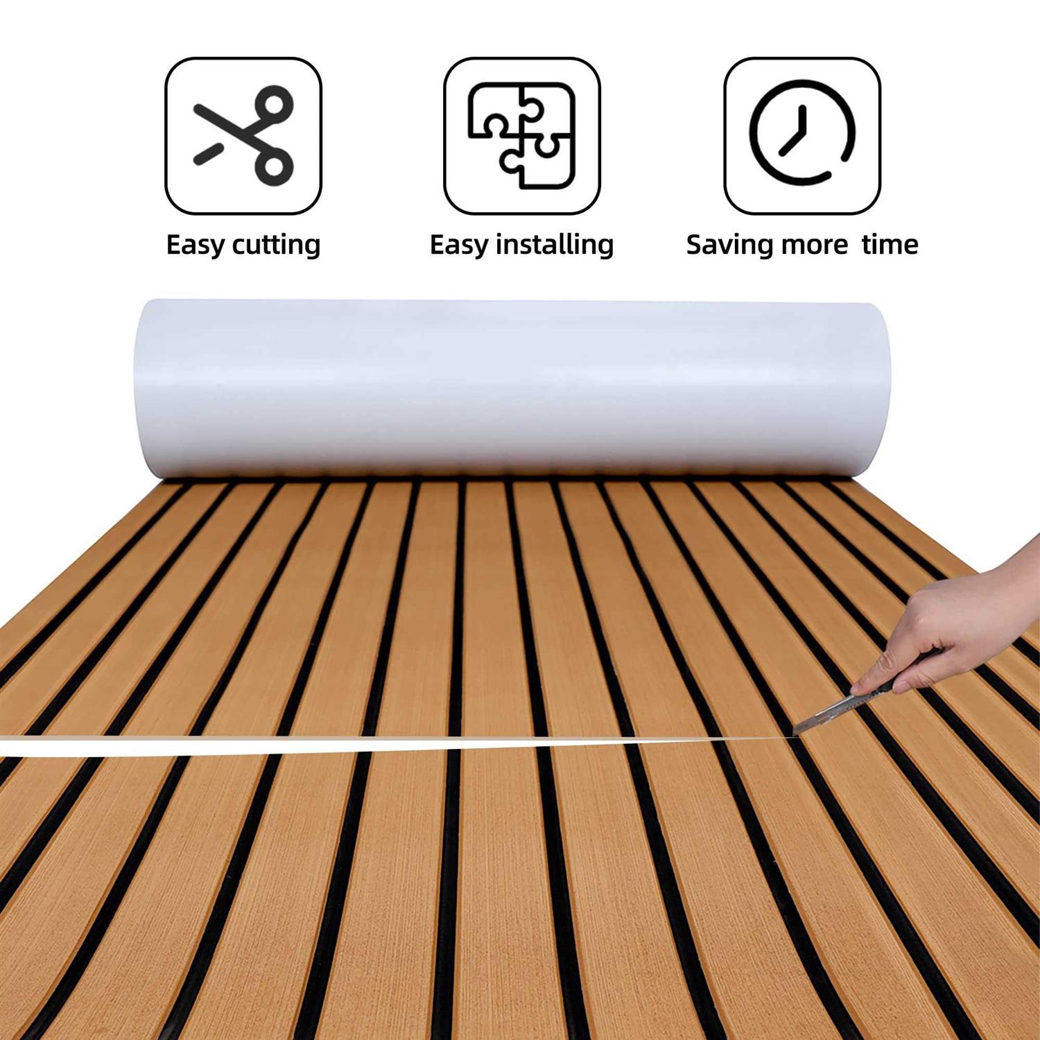 FOCEAN Boat Flooring EVA Foam Boat Decking Faux Teak Marine Flooring Boat Mat Boat Carpet Sheet for Motorboat RV Yacht Kayak Surfboard - Image 3