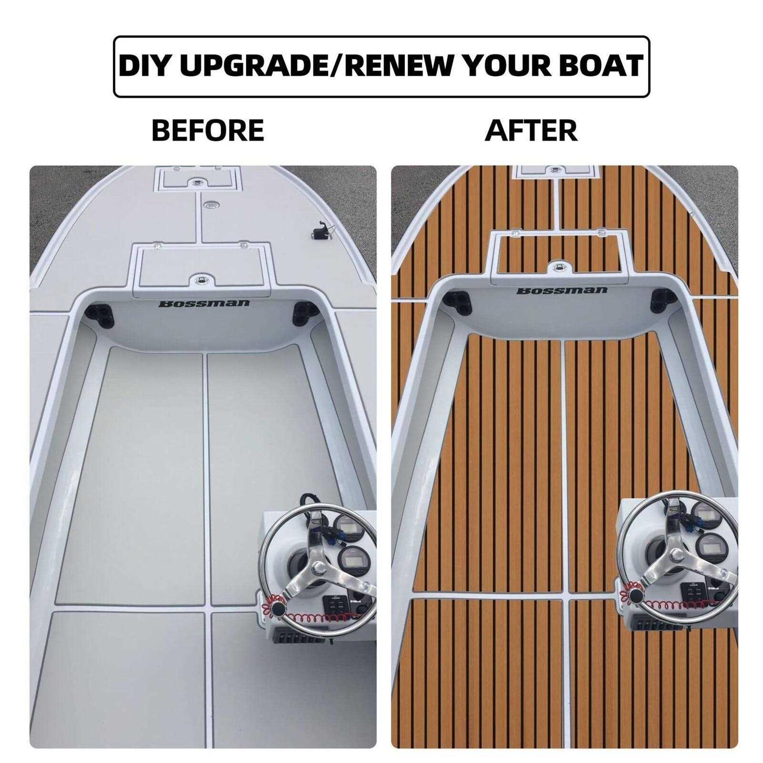 FOCEAN Boat Flooring EVA Foam Boat Decking Faux Teak Marine Flooring Boat Mat Boat Carpet Sheet for Motorboat RV Yacht Kayak Surfboard - Image 4