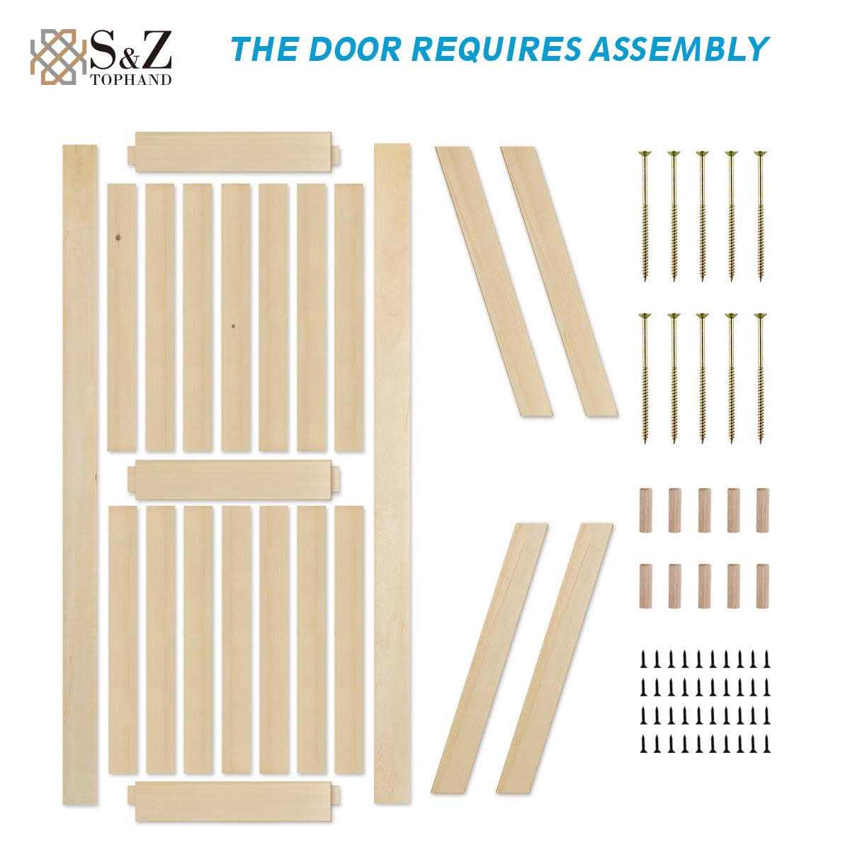 Barn Door 20-60in Unfinished British Brace Barn Door/Country Style/Solid Wood/Sliding Door/Durable S&Z TOPHAND - Image 4