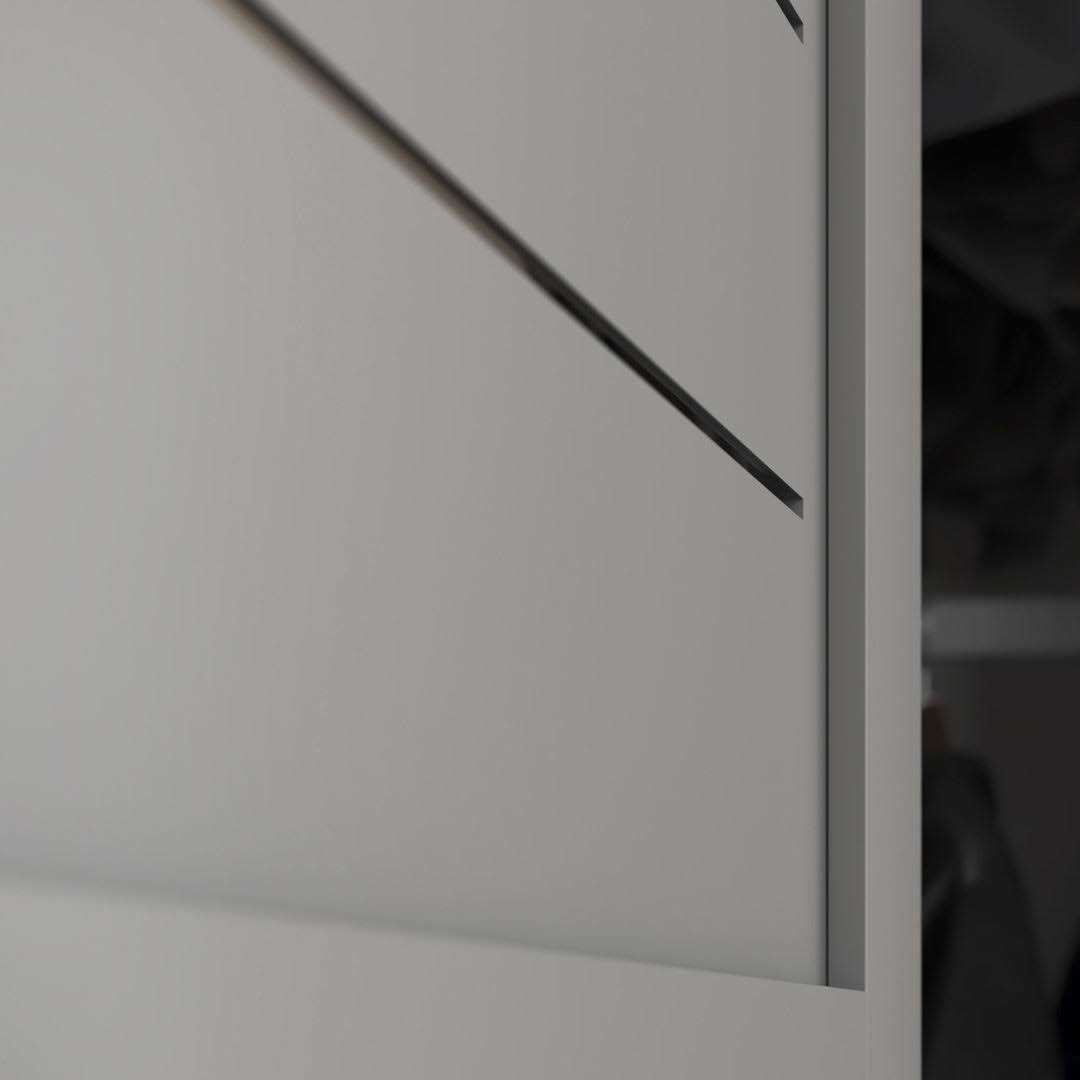 EightDoors 80 inch x 1 inch Flat Louver Grey Prefinished Pine Wood Interior Bifold Door with Hardware Included - Image 3