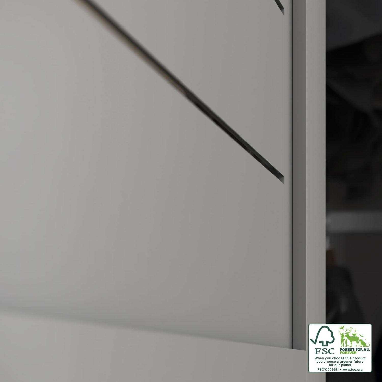 EightDoors 80 inch x 1 inch Flat Louver Grey Prefinished Pine Wood Interior Bifold Door with Hardware Included - Image 4