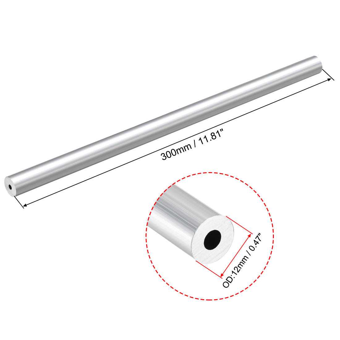 uxcell 6063 Aluminum Round Tube OD Inner Dia Length Tubing - Image 3