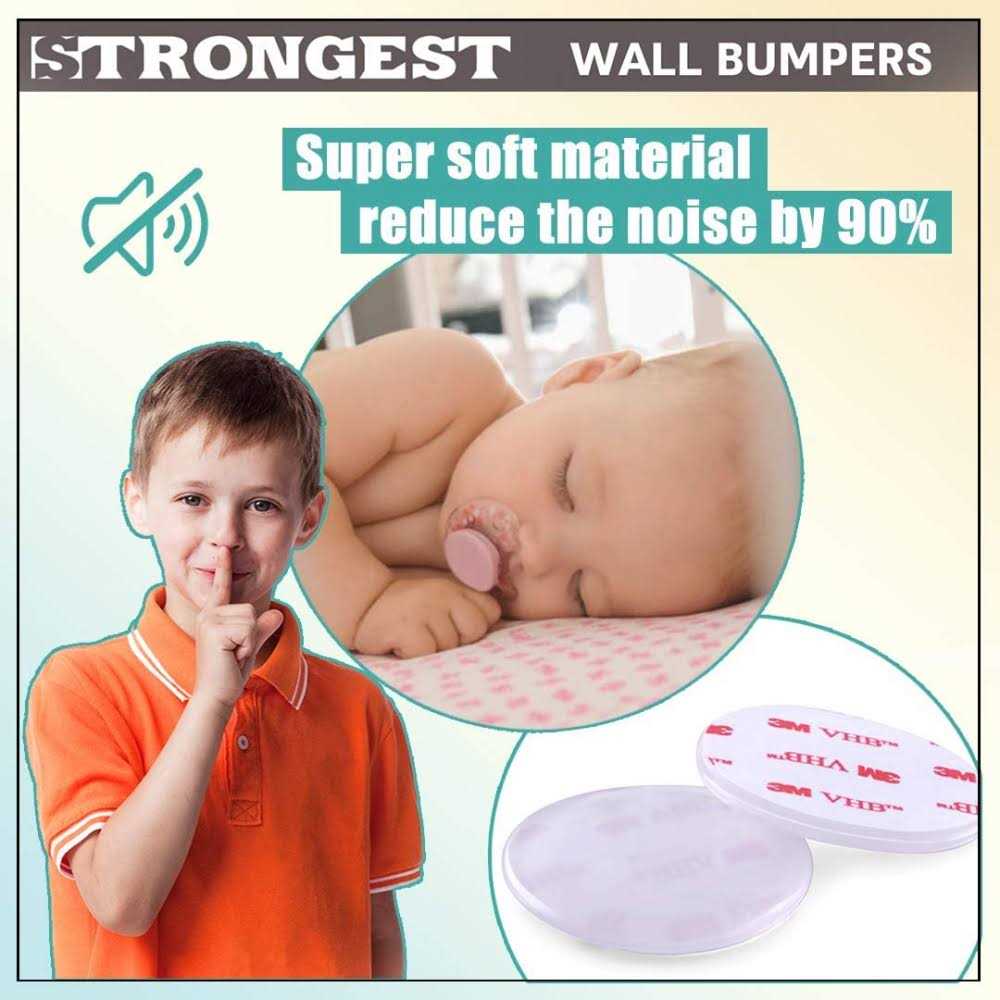 STRONGEST HOME Strongest Wall Door Handle Stopper 2 Set. 6 Pieces of Clear Rubber Door Knob - Image 3