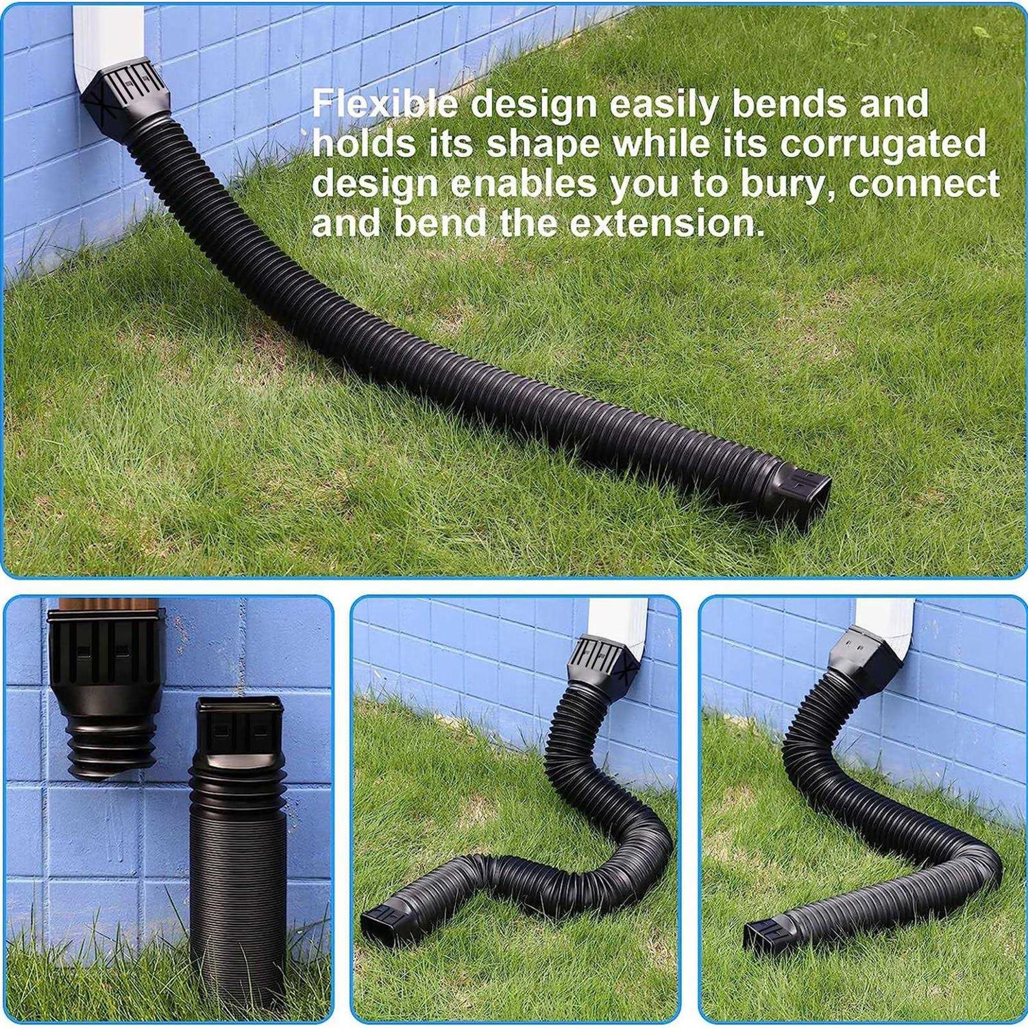 Rodnsurw 2 Pack Flexible Rain Gutter Downspout Extensions,Drain Downspout Extender,Gutter Extension Flexible,Down Spout Drain Extension Pipes - Image 3