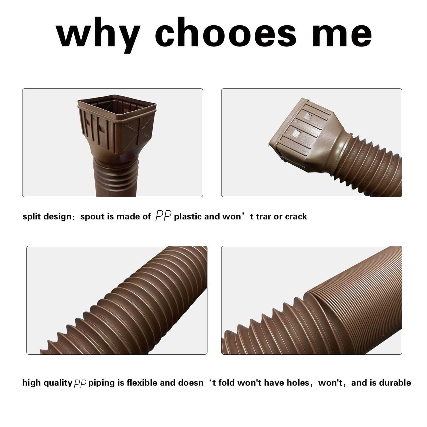 Rodnsurw 2 Pack Flexible Rain Gutter Downspout Extensions,Drain Downspout Extender,Gutter Extension Flexible,Down Spout Drain Extension Pipes - Image 5