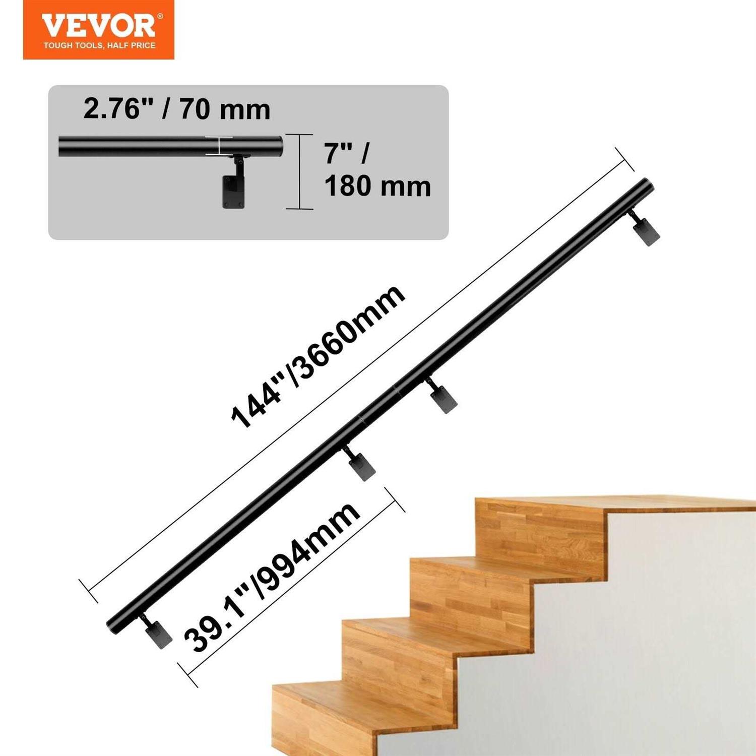 VEVOR Handrail Stair Railing Wall Mount Handrails for Indoor Stairs - Image 4