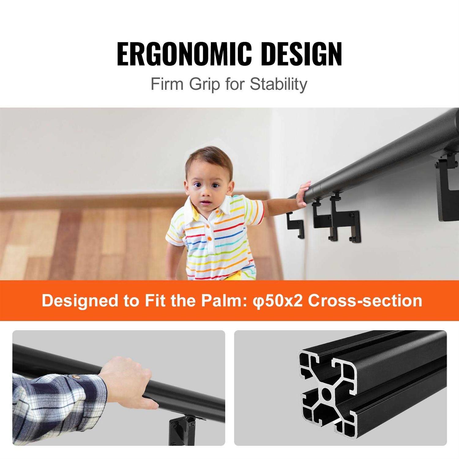 VEVOR Handrail Stair Railing Wall Mount Handrails for Indoor Stairs - Image 5