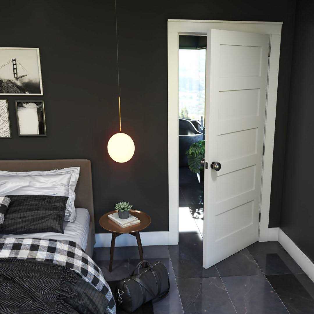 EightDoors 5-Panel Shaker White Primed Solid Wood Core Door - Image 2