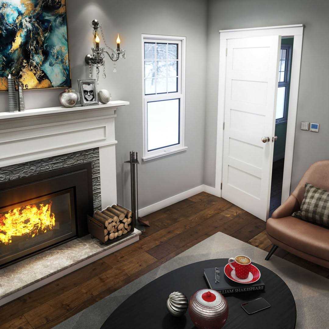 EightDoors 5-Panel Shaker White Primed Solid Wood Core Door - Image 5