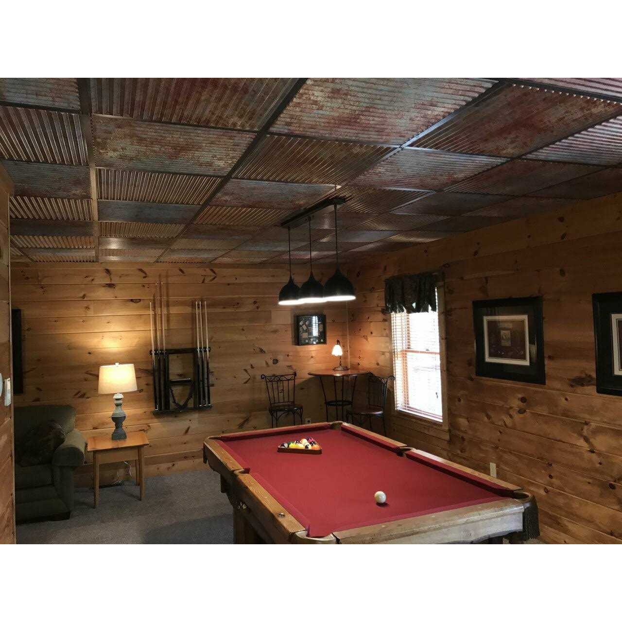 From Plain To Beautiful In Hours 261-Ridged Metal 2 ft. x 2 ft. PVC Lay-in Ceiling Tile in Old Tin Roof - Image 4