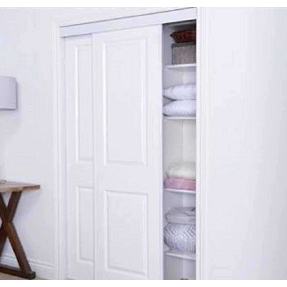 TRUporte 80 in. 108 Series Primed 2 Panel Square Top Design Primed MDF Sliding Door - Image 5