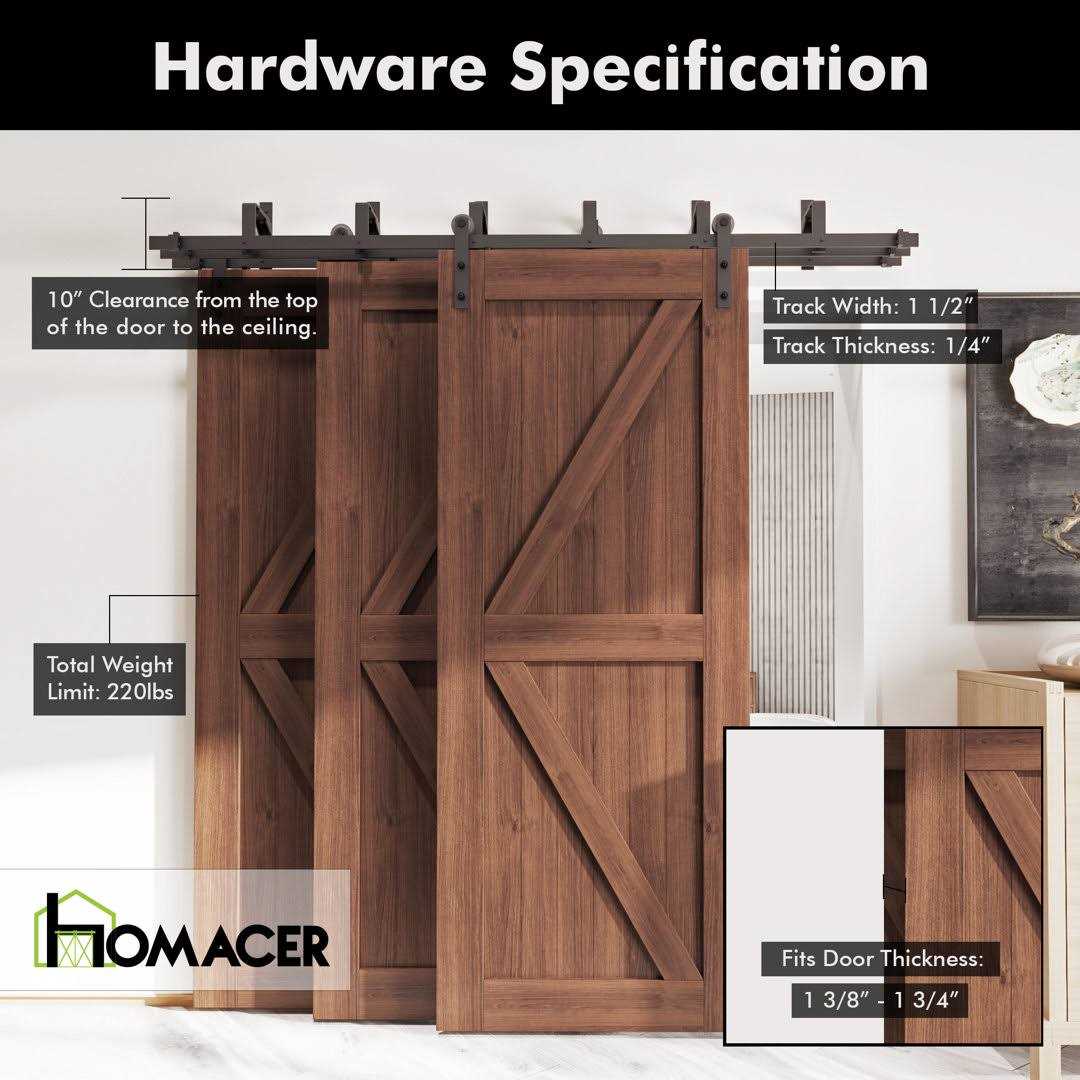 Triple Track Bypass Barn Door Hardware Kit Homacer Track Length - Image 5