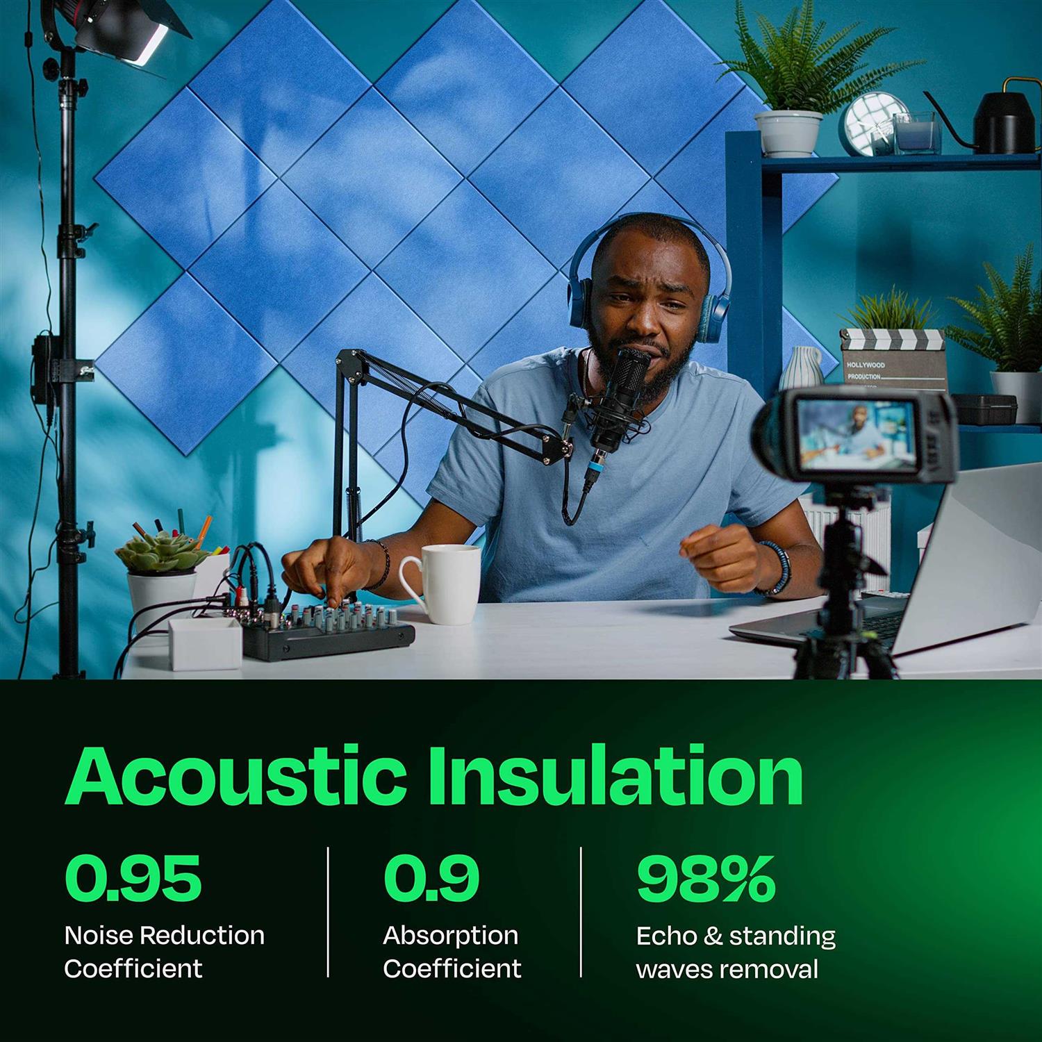 Ekkogo Acoustic Panels 12-Pack Soundproof Wall Panels X0.4'' Sound Panels High Density Sound Dampening Panels - Image 3