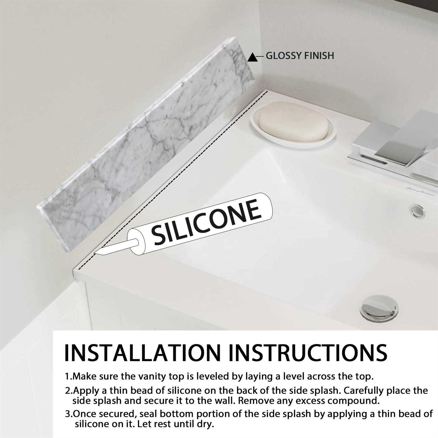 PROOX Carrara Marble Stone Vanity Top Backsplash Sidesplash - Image 5