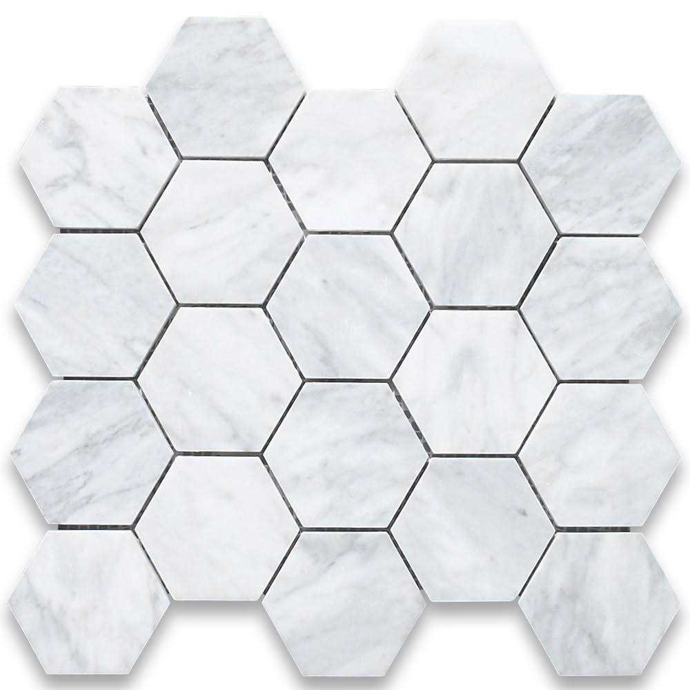 Carrara Marble Hexagon Mosaic Tile Venato Carrera