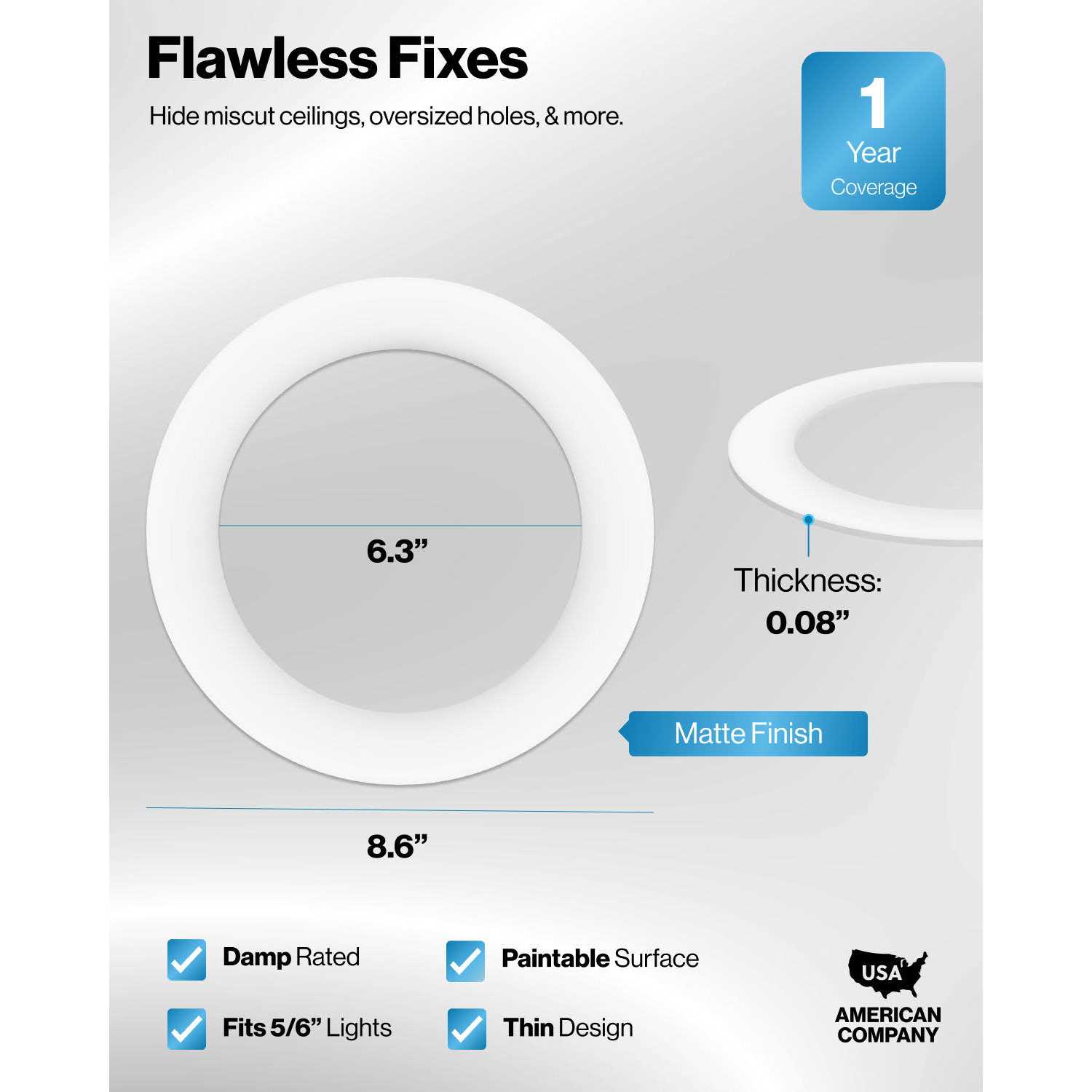 Sunco Lighting White Goof/Trim Ring 6 Inch Recessed - Image 5