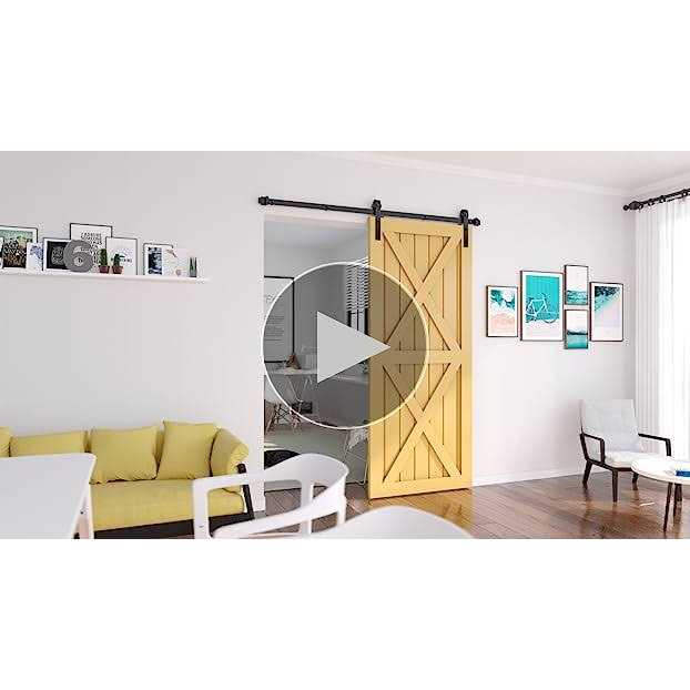 Winsoon 5-18FT Sliding Barn Wood Door Hardware Cabinet Closet Kit Antique Style for Double Doors Black Surface - Image 3