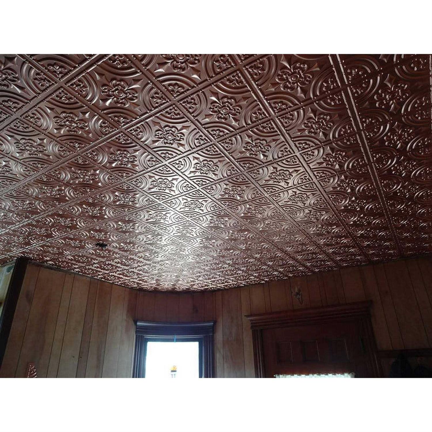 From Plain To Beautiful In Hours Wrought Iron 2 ft. x 2 ft. Glue Up PVC Ceiling Tile - Image 5
