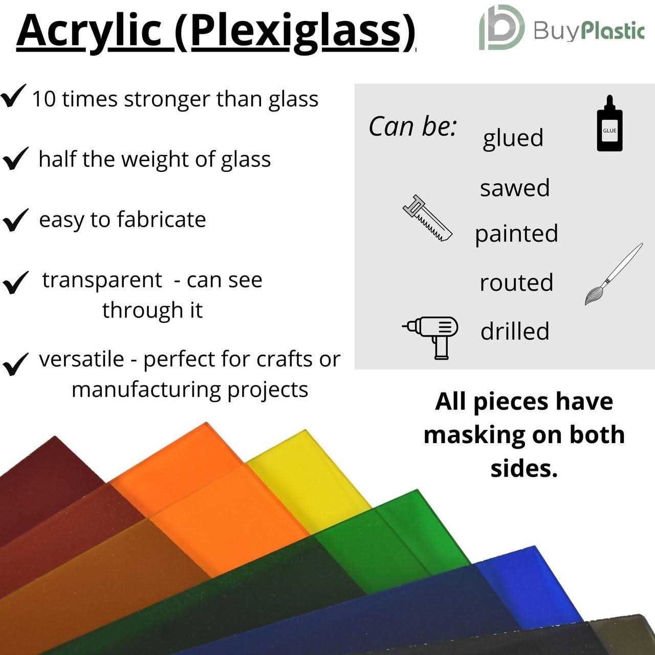 BuyPlastic Transparent Colored Cast Acrylic Plexiglass Sheet - Image 3