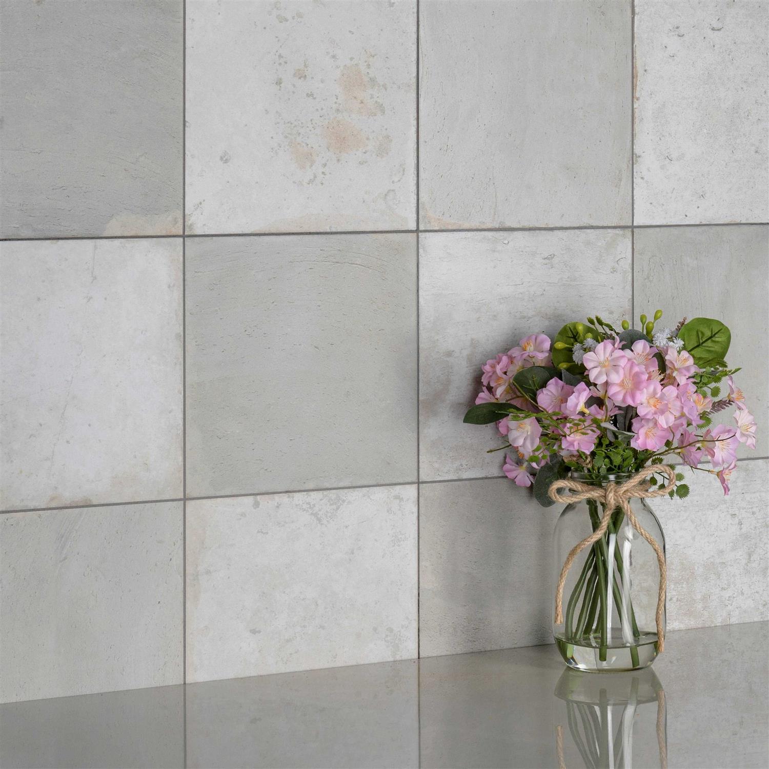 Merola Tile Kings Clay Checker Silver 17.63 x 17.63 Ceramic Floor and Wall Tile - Image 4