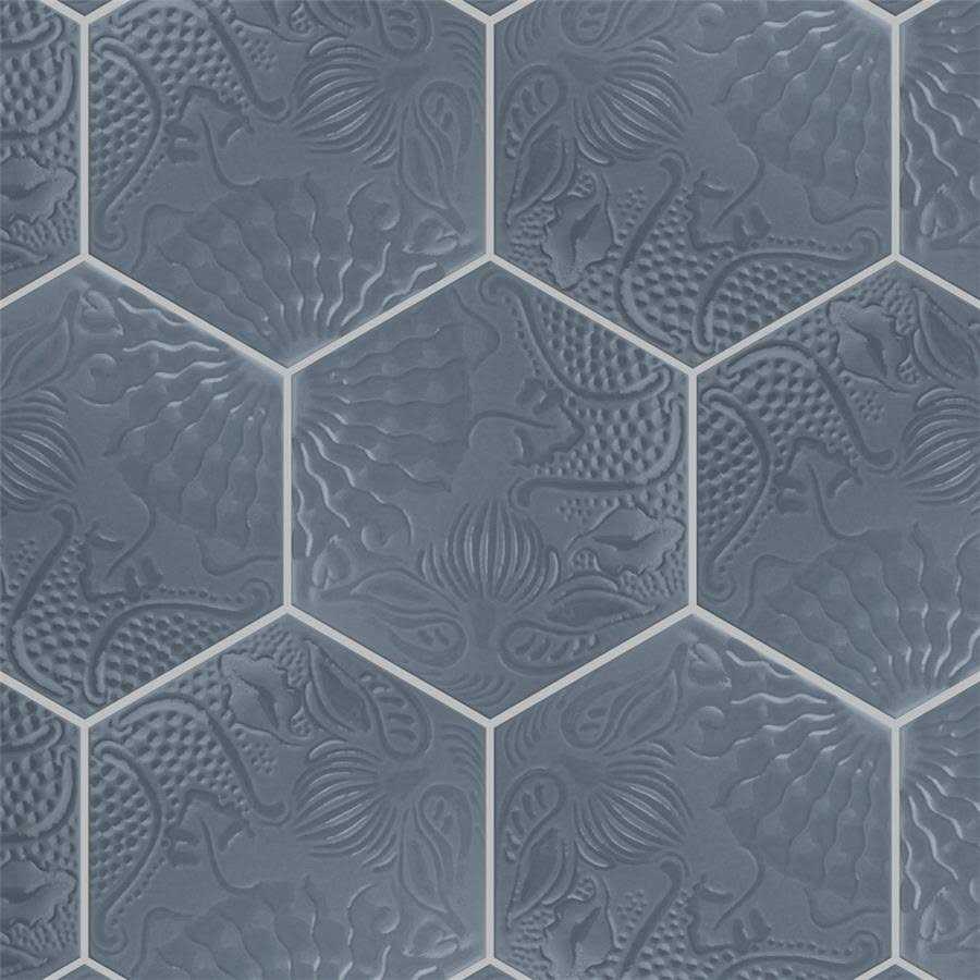 Merola Tile Gaudi Lux Hex Black 8.63 x 9.86 Porcelain Floor and Wall Tile - Image 2