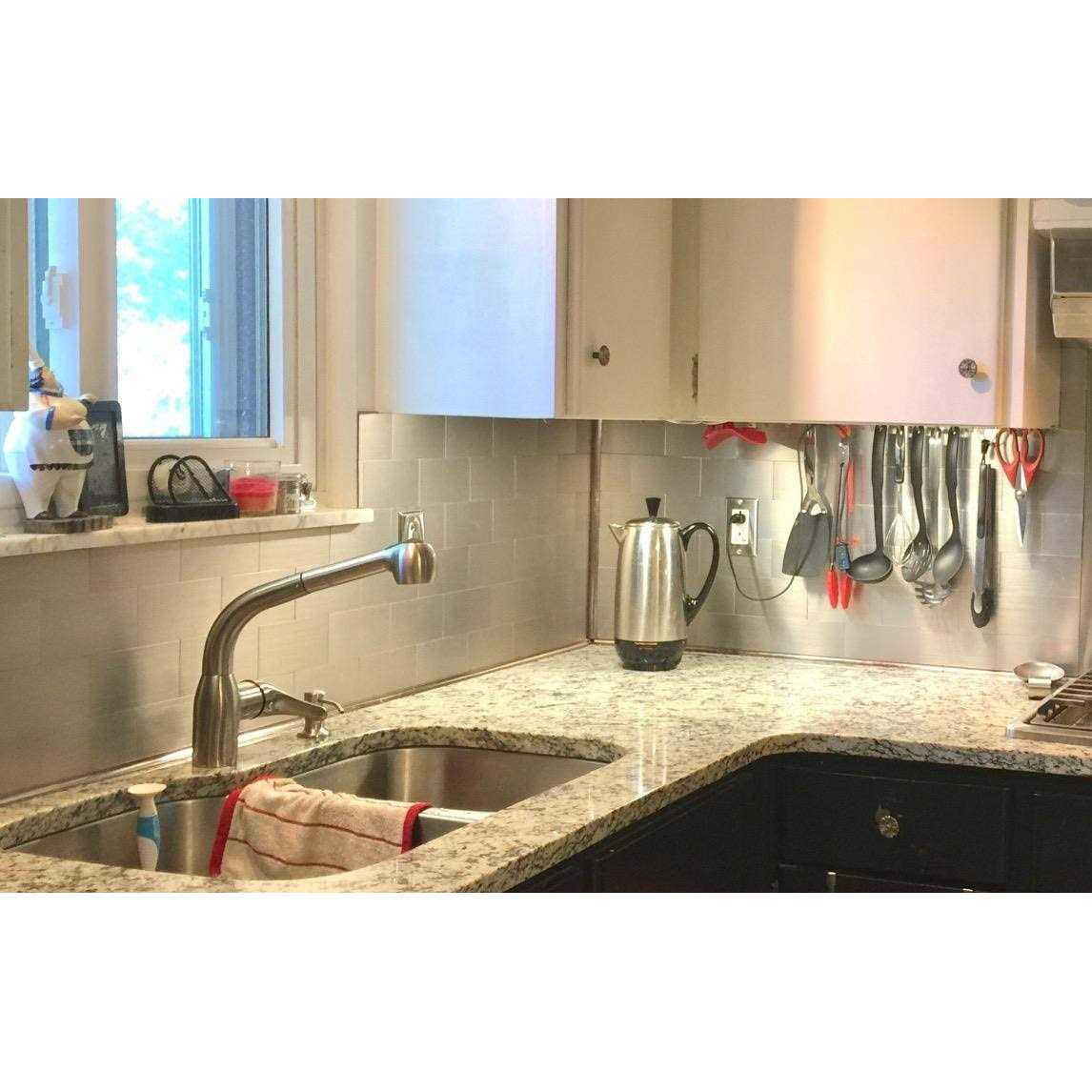 Art3d 100-Pieces Peel and Stick Stainless Steel Backsplash Self-Adhesive Metal Tiles - Image 4