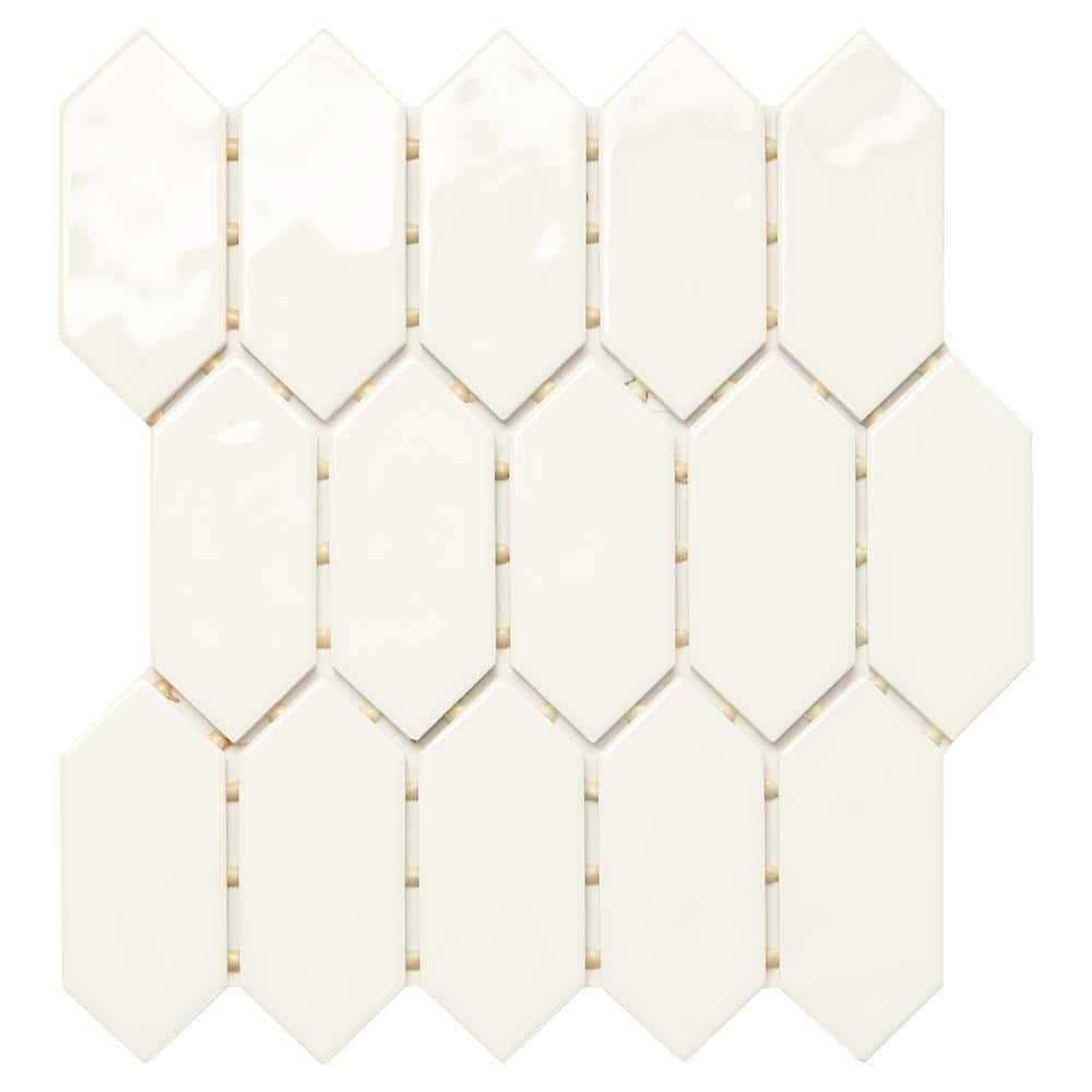 Daltile LuxeCraft White 11 in. x 12 in. Glazed Ceramic Picket Mosaic Tile LC1525PICKHD1P2