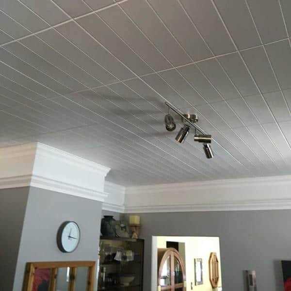 A La Maison Ceilings Bead Board 1.6 ft. x 1.6 ft. Glue Up Foam Ceiling Tile in Plain White - Image 5