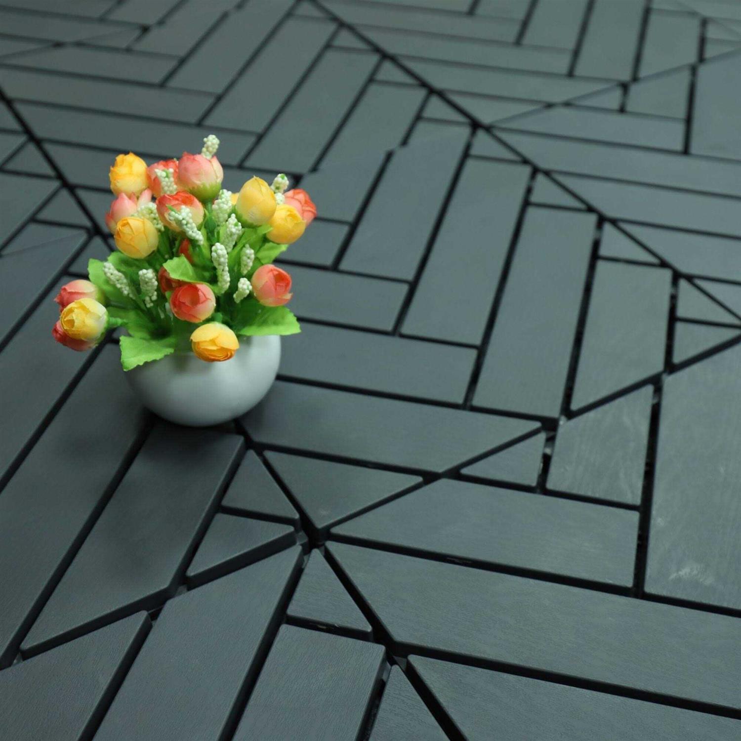 Courtyard Casual Plastic 12 x 12 Deck Tile Pack of 9 Herringbone Pattern - Image 2