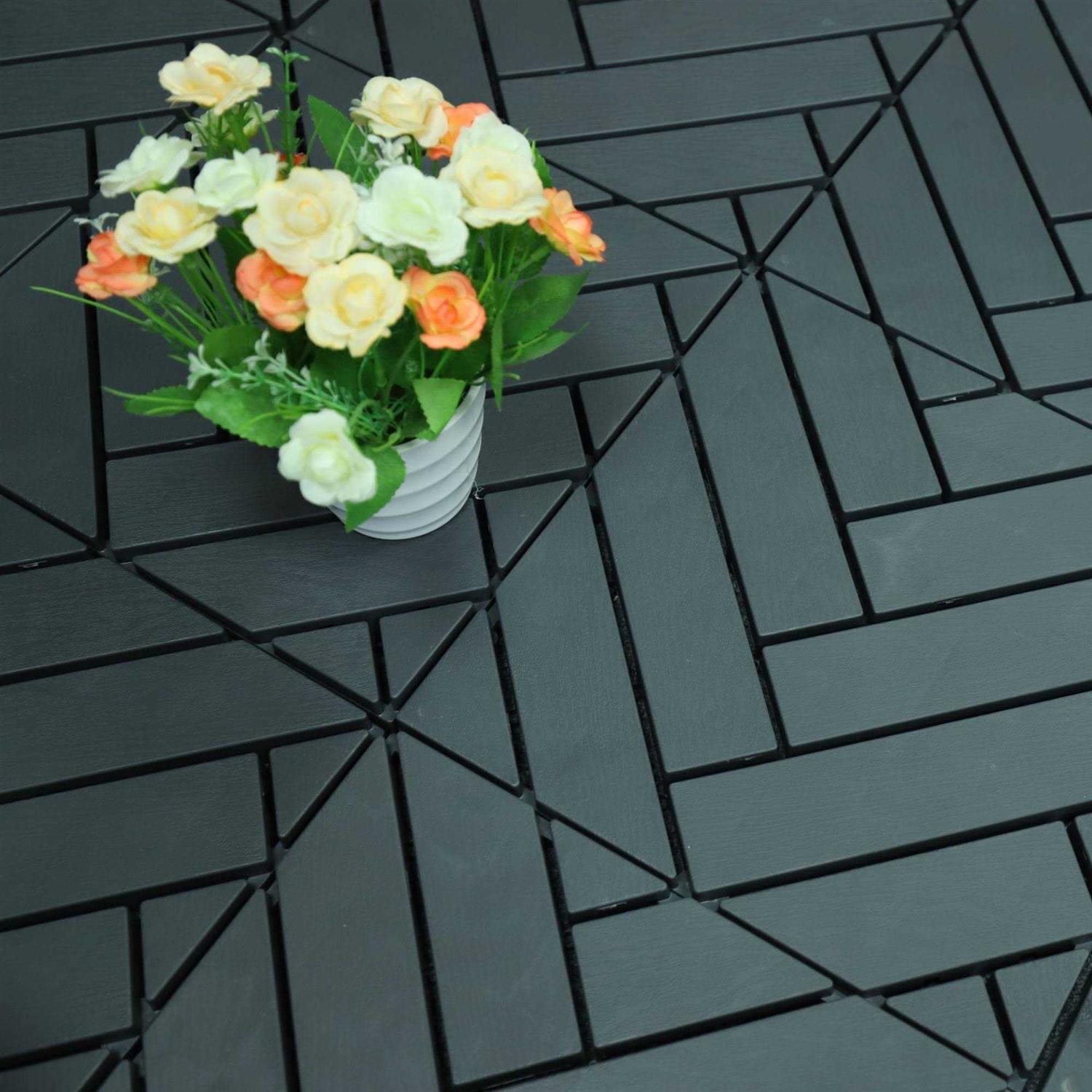 Courtyard Casual Plastic 12 x 12 Deck Tile Pack of 9 Herringbone Pattern - Image 3