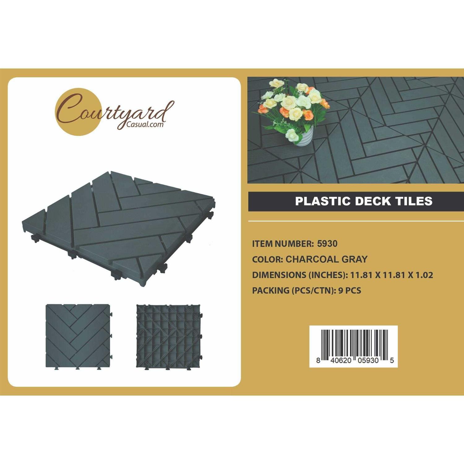 Courtyard Casual Plastic 12 x 12 Deck Tile Pack of 9 Herringbone Pattern - Image 5