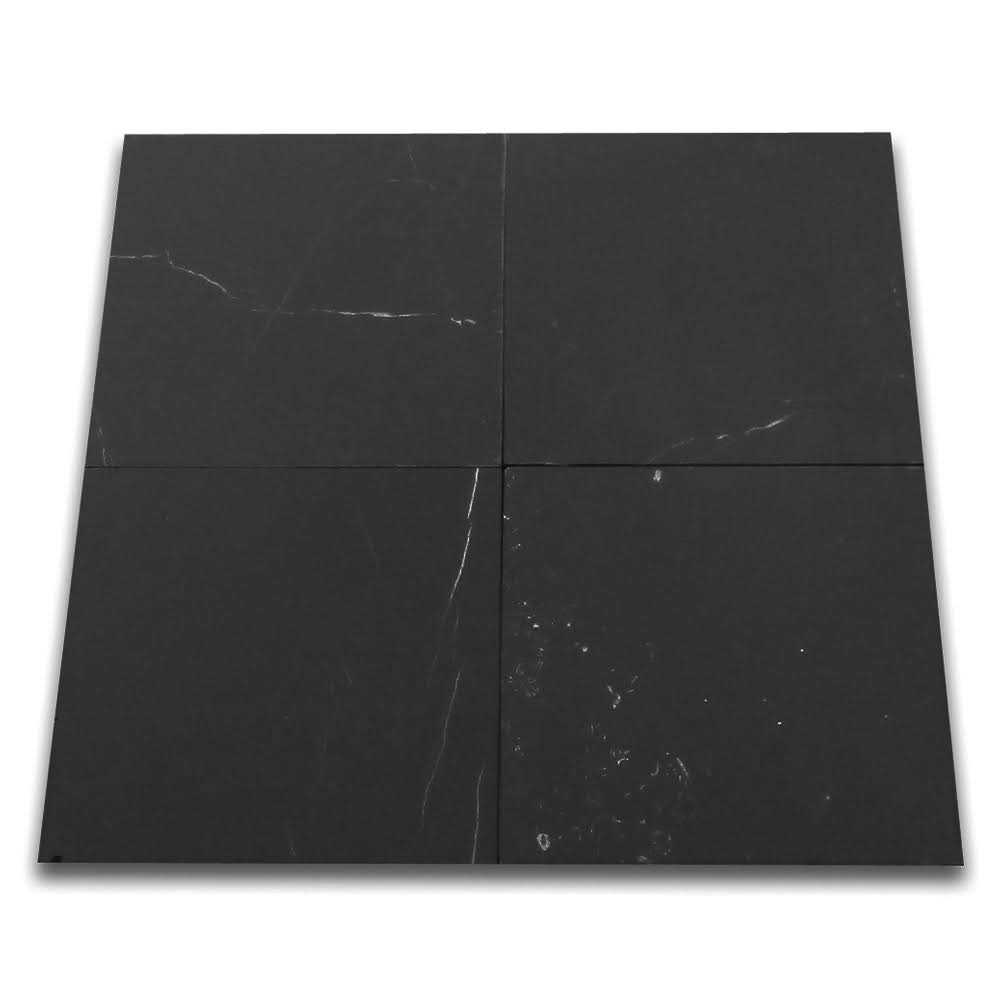 Nero Marquina Black Marble 12x12 Tile Honed