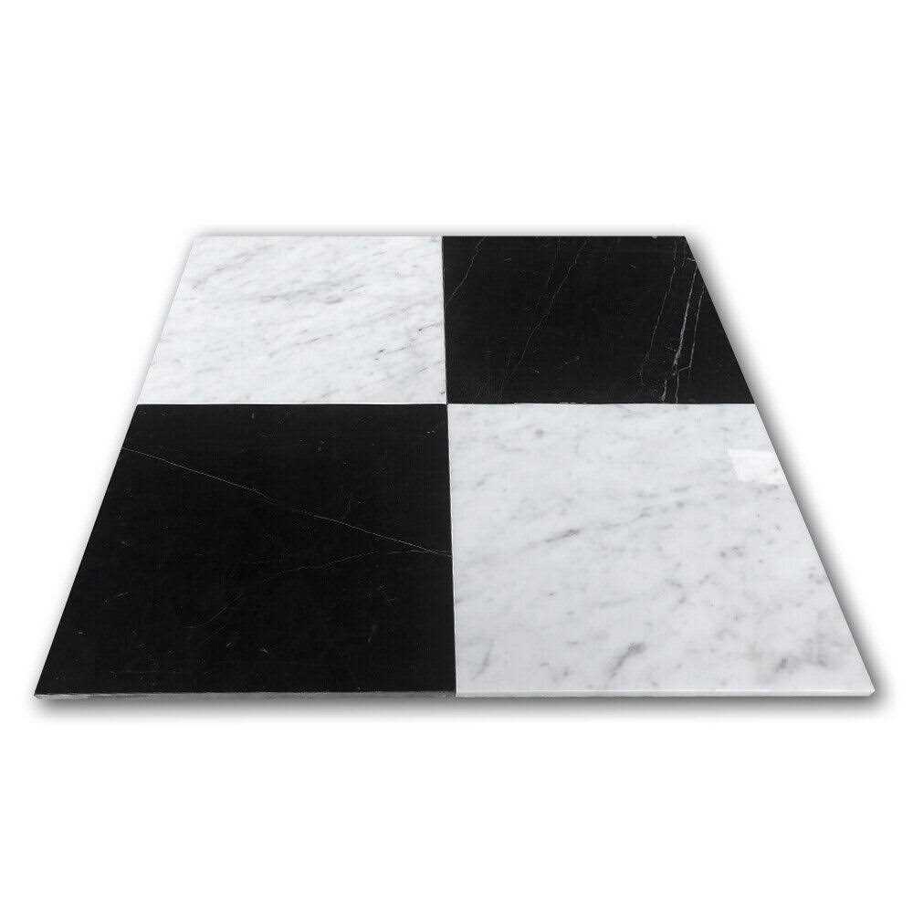 Nero Marquina Black Marble 12x12 Tile Honed - Image 2