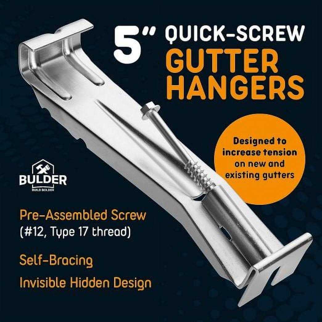 Bulder Quick Screw Gutter Hangers 5 Inch 5 Inch Gutter Clips with Bonus 6 Inch Drill Bit - Image 2