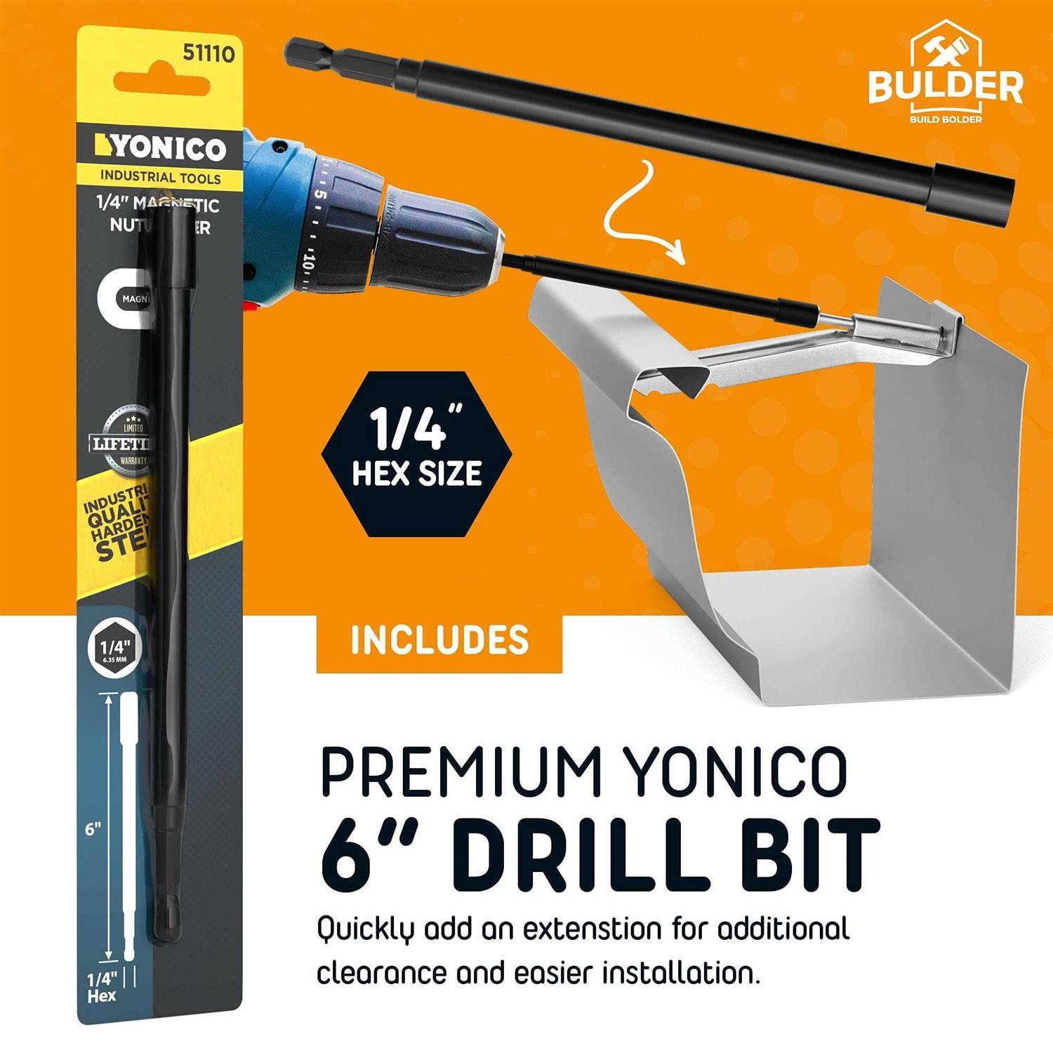 Bulder Quick Screw Gutter Hangers 5 Inch 5 Inch Gutter Clips with Bonus 6 Inch Drill Bit - Image 2