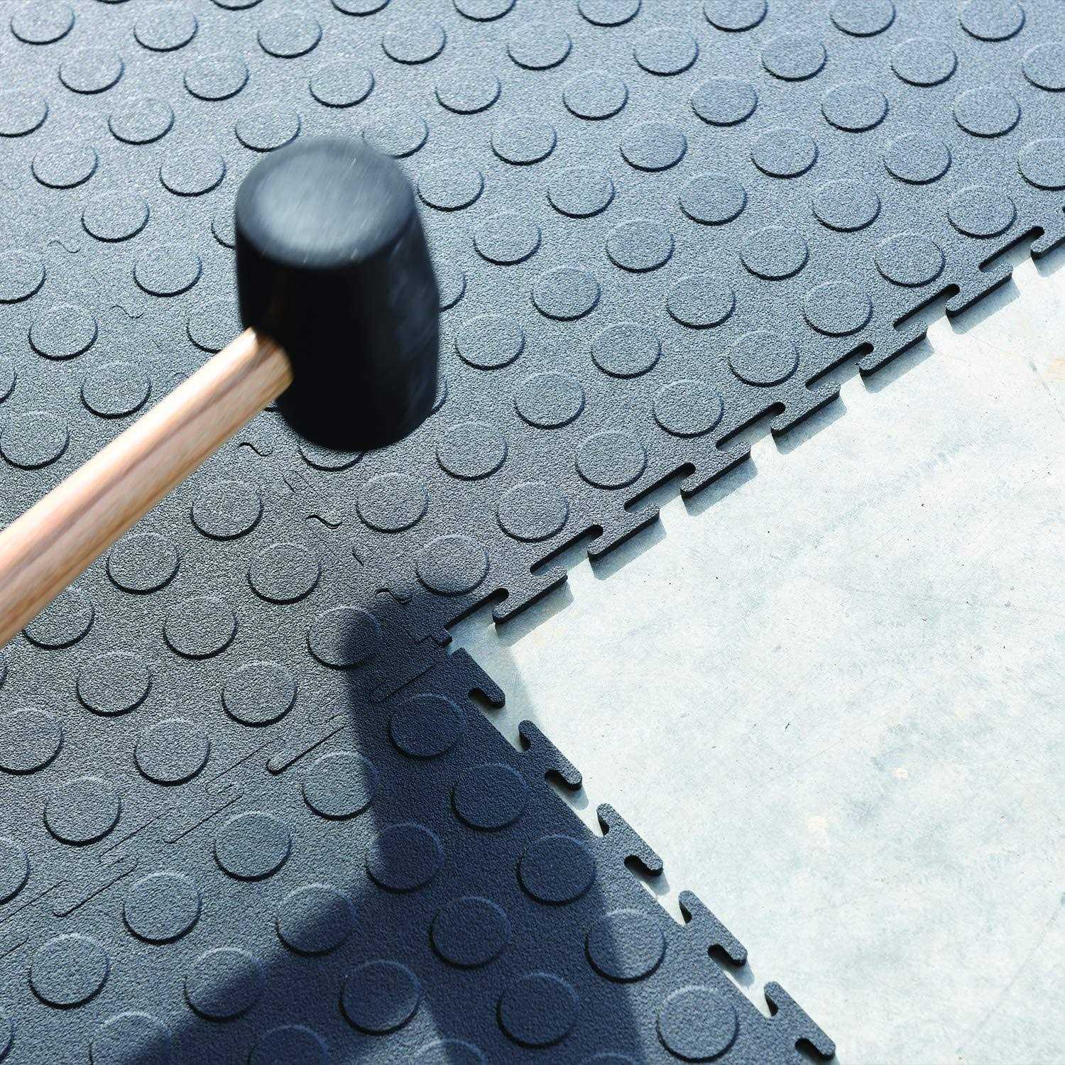 VersaTex Garage Floor 18 x 18 inch Square Plastic Coin Top Interlocking Floor Tiles for Home Gym - Image 3