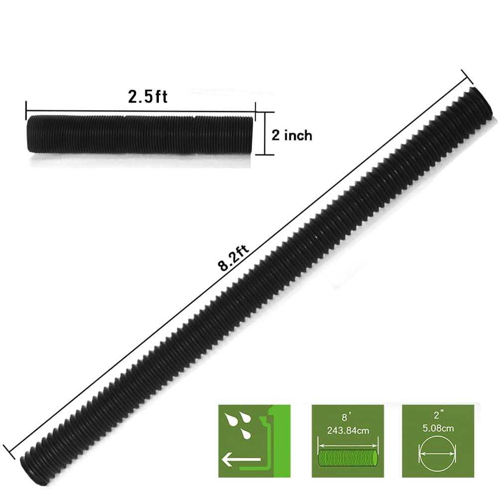 Extra 8 Ft Pipe with connector, 2 Inch Diameter, Use for NAACOO catch Basin's Other Side Drainage or Splicing Flexible Pipe Length - Image 3